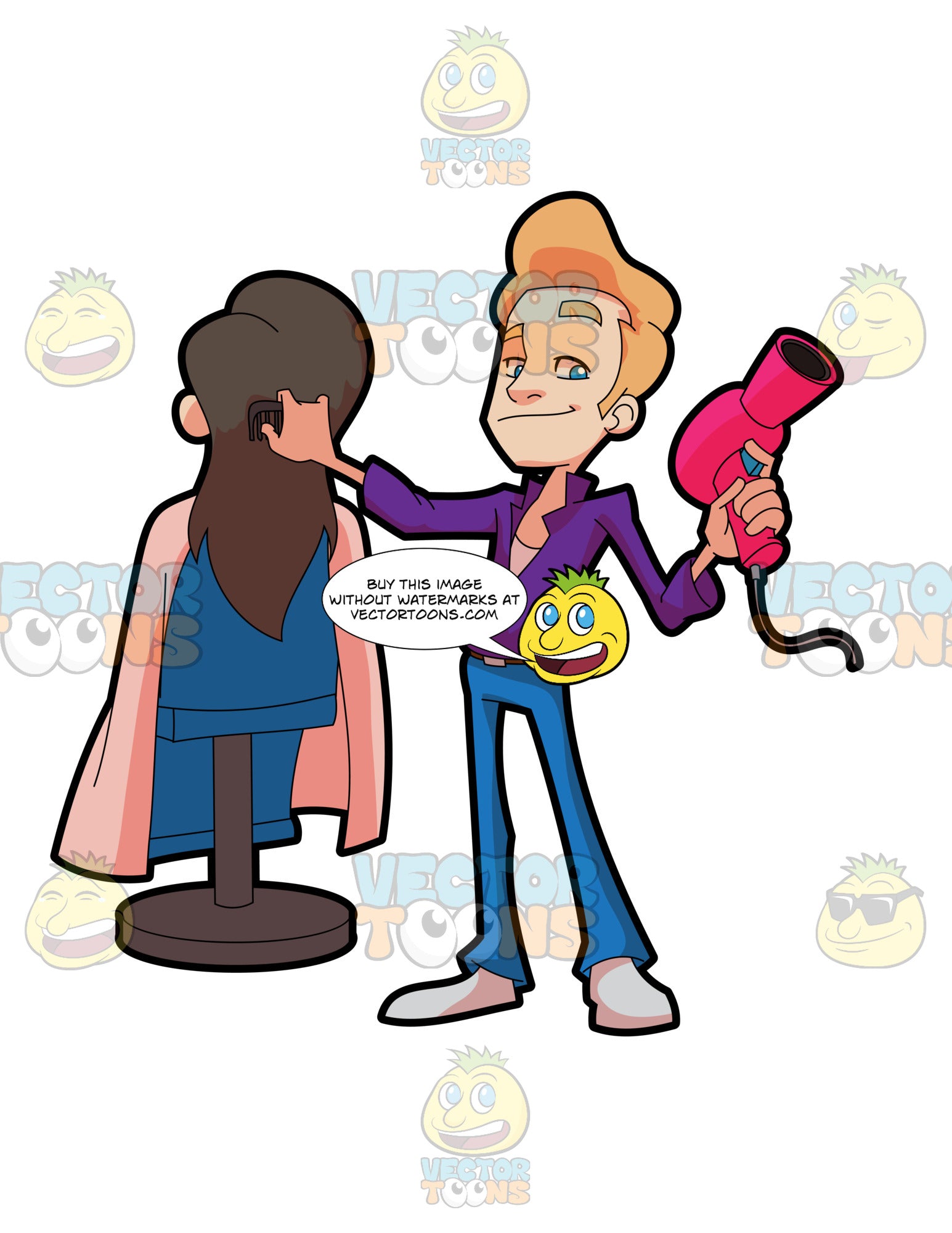 A Hairdresser Styling The Hair Of A Woman Clipart Cartoons By