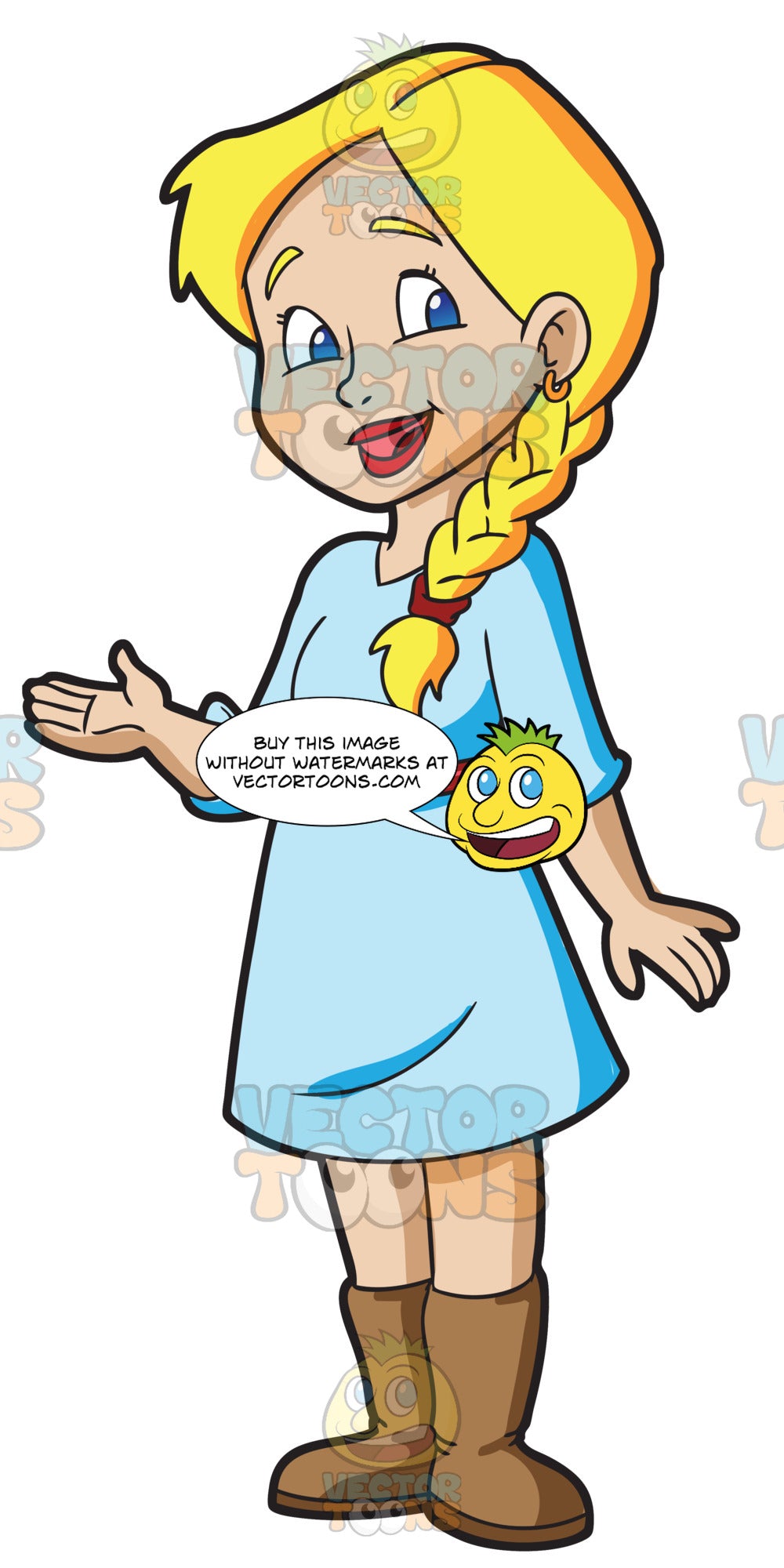 A Female High School Student With Braided Blonde Hair Clipart