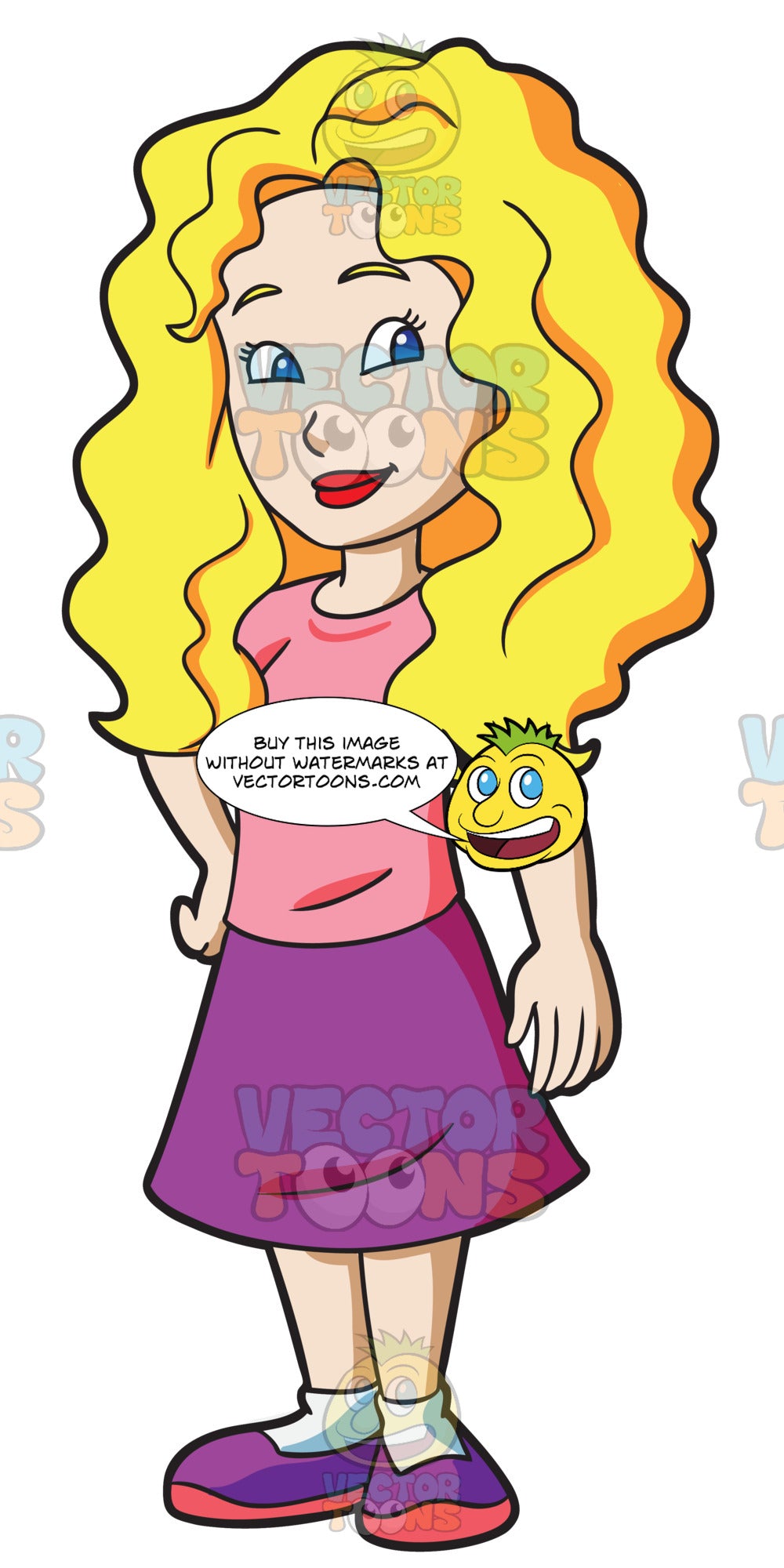 A Female High School Student With Thick Blonde Hair – Clipart Cartoons