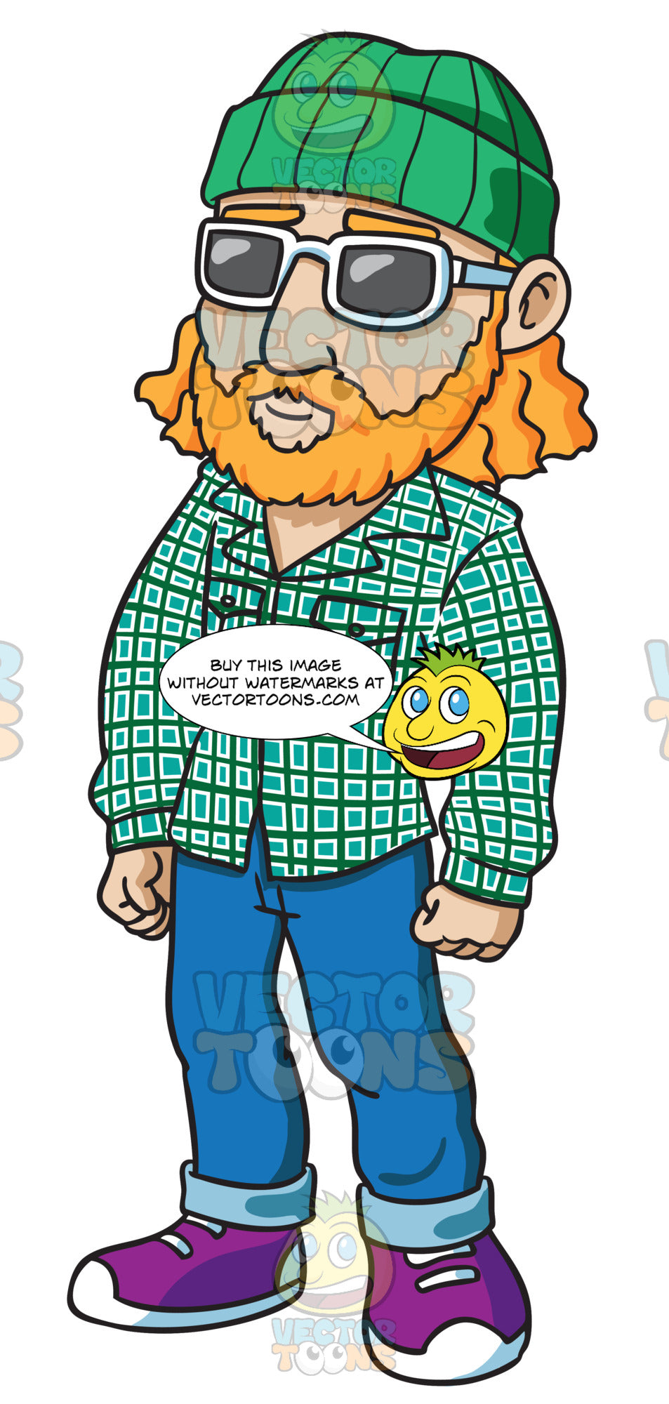 A Hippie Guy Wearing A Beanie – Clipart Cartoons By VectorToons