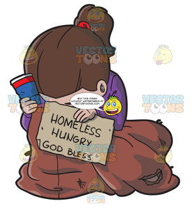 A Hungry Homeless Woman Clipart Cartoons By Vectortoons
