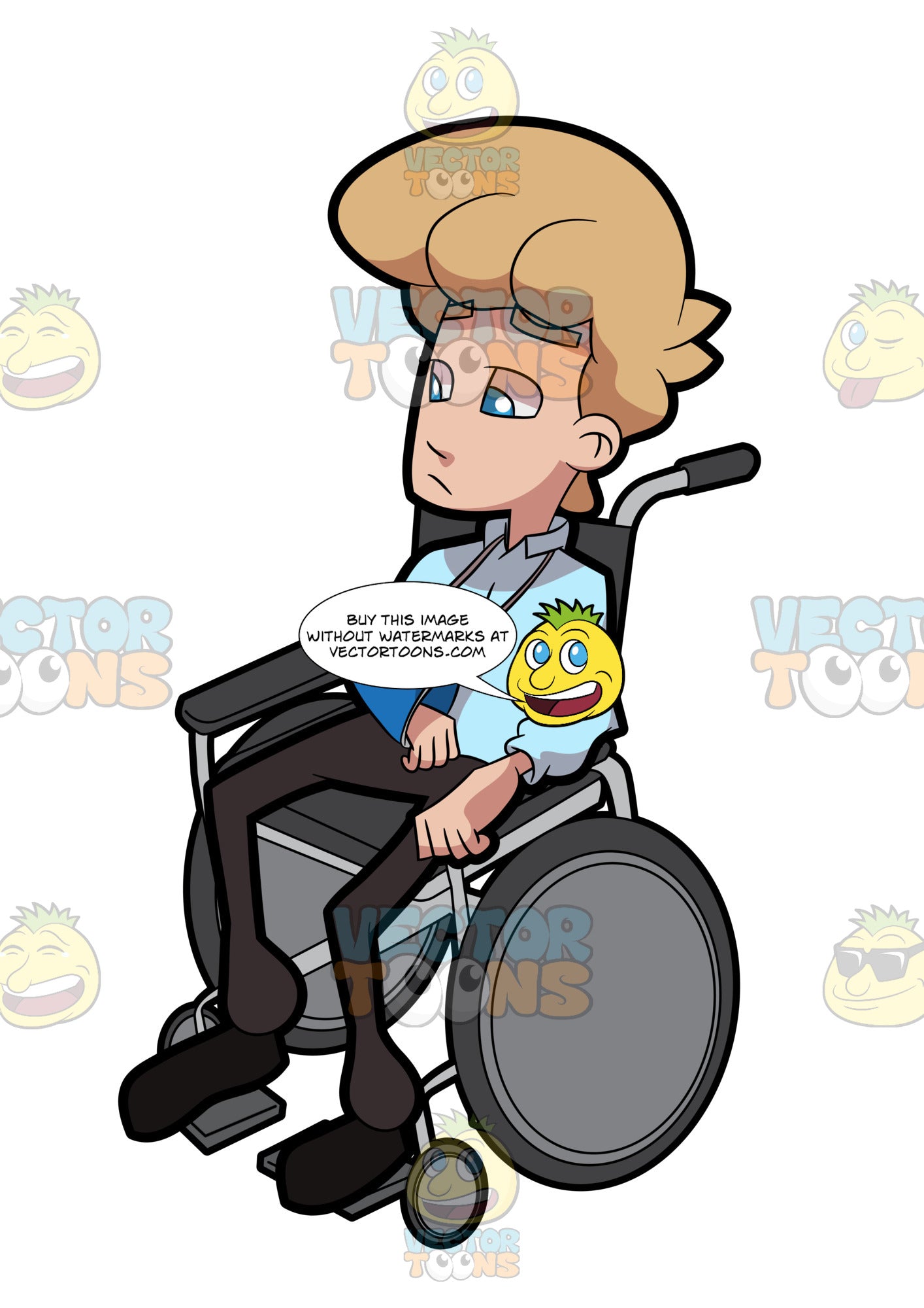 A Male Patient With Broken Arm In A Wheelchair Clipart Cartoons By Vectortoons