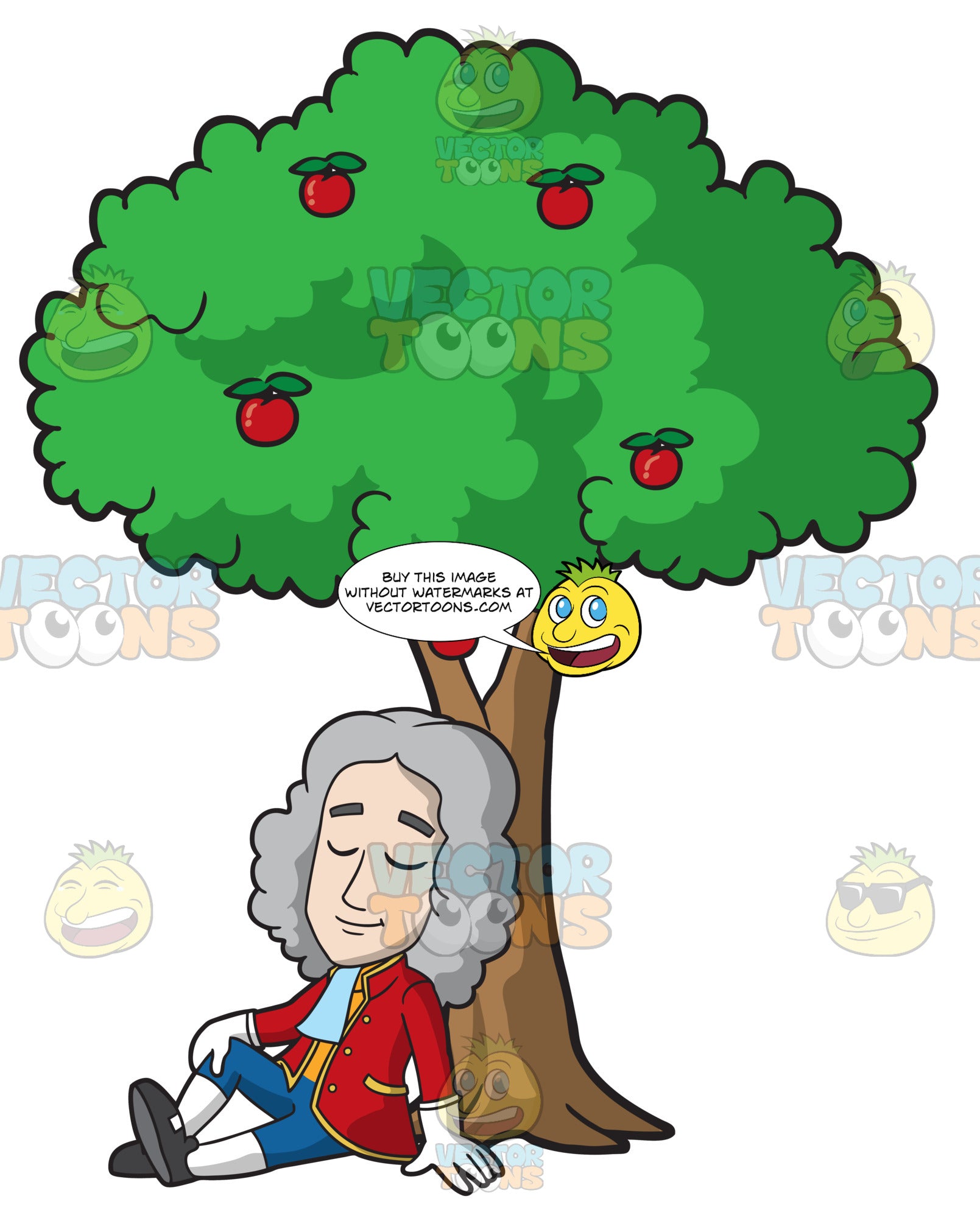 Isaac Newton Apple Tree Cartoon