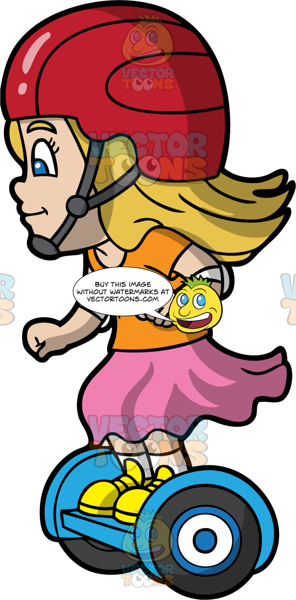 A Little Blonde Girl Riding Around On Her Hoverboard Clipart