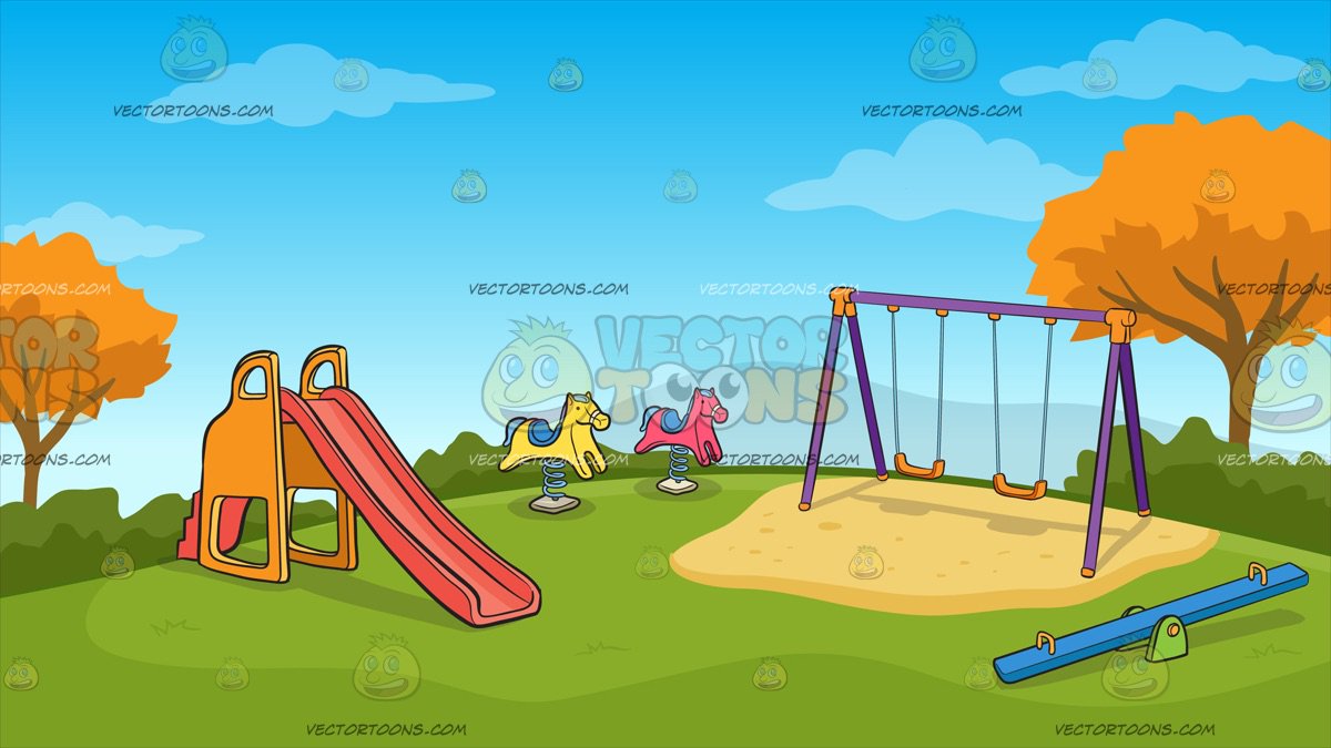 Kids Playground On An Autumn Day Background – Clipart Cartoons By