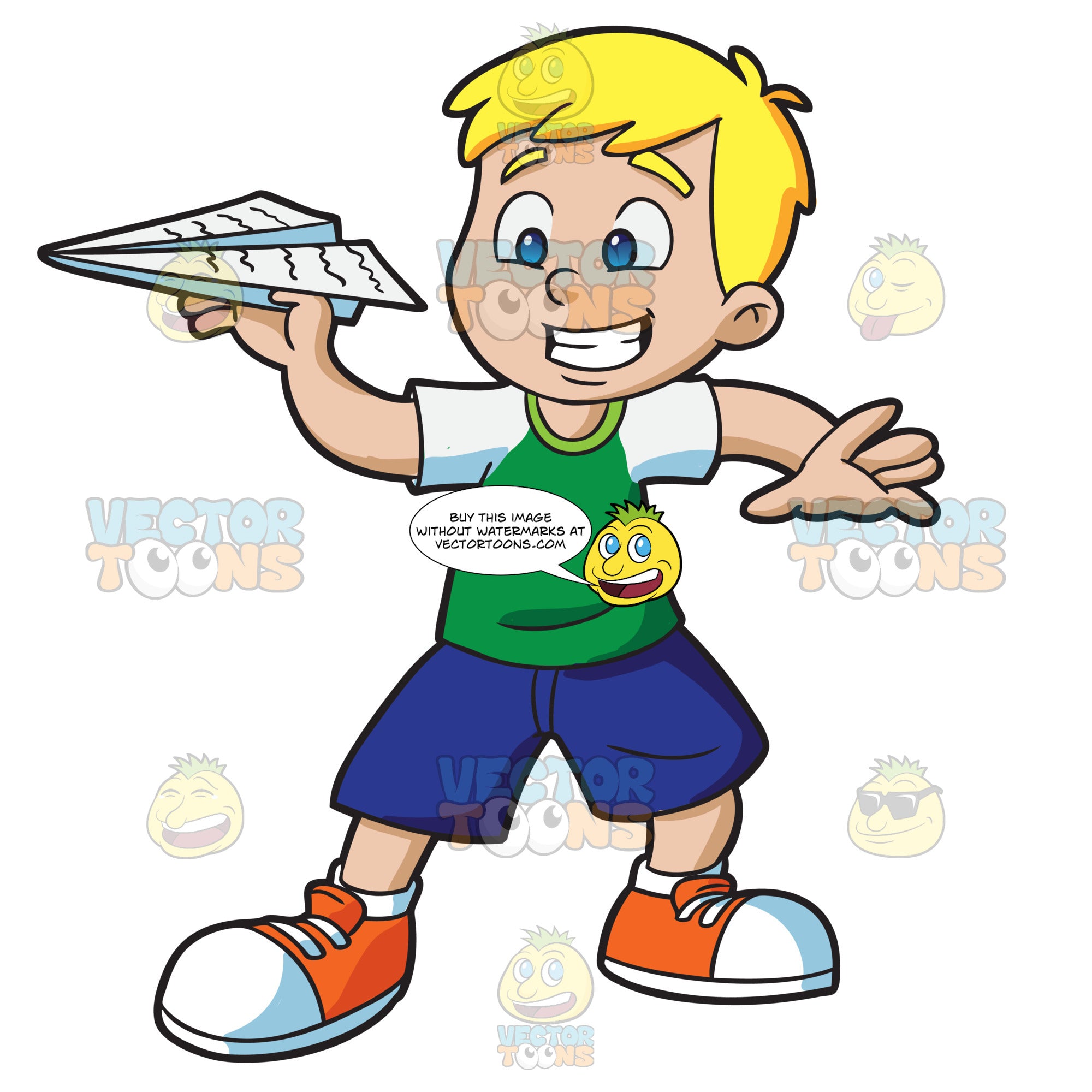 A Young Boy Playing With A Paper Airplane Clipart Cartoons By