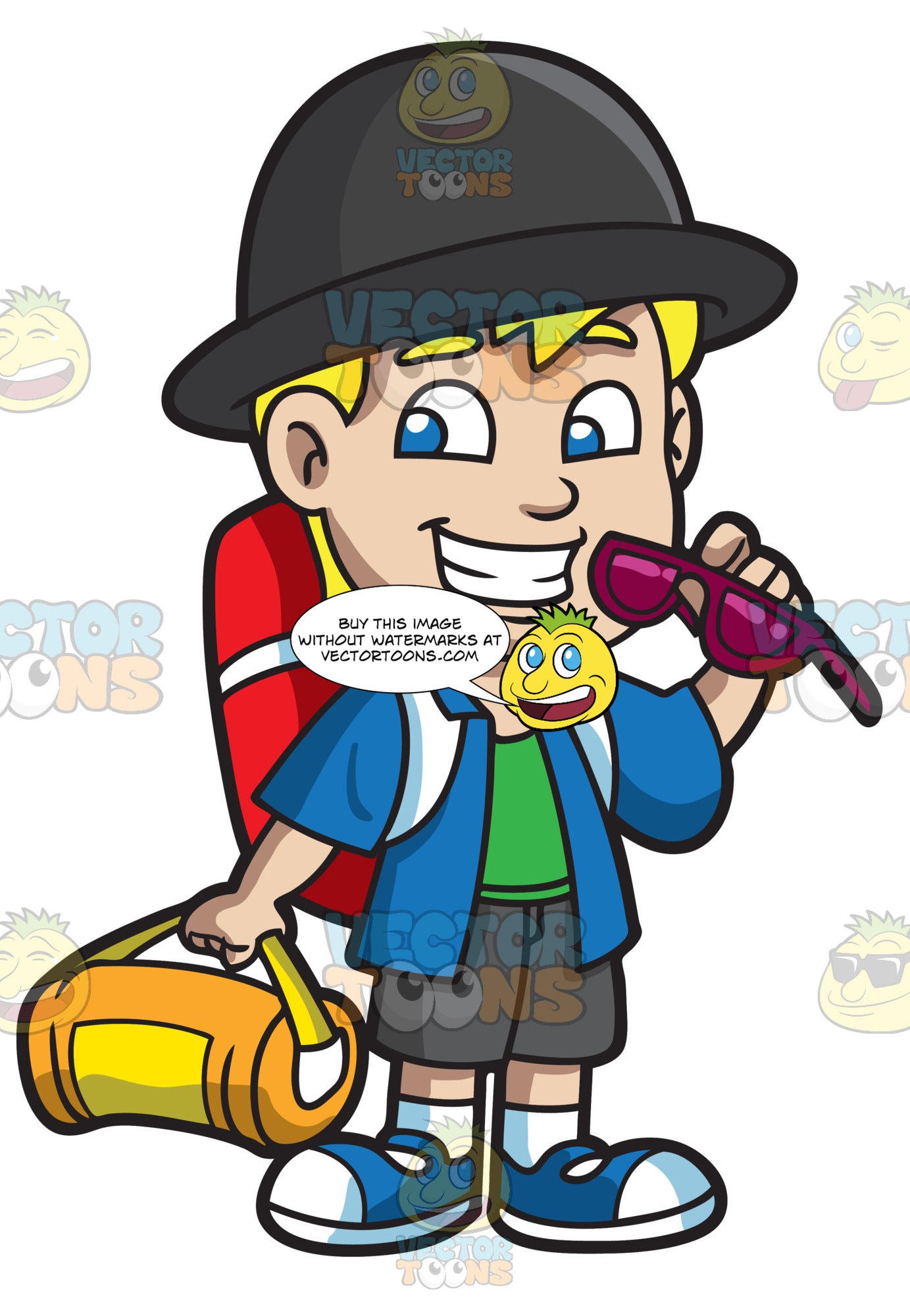 A Boy Getting Ready For Summer Camp Clipart Cartoons By Vectortoons