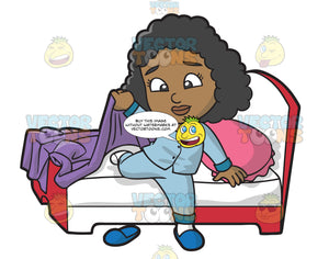 A Young Black Girl Gets Ready To Start Her Day Clipart Cartoons By Vectortoons