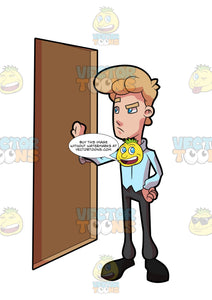 An Irritated Man Knocking On The Door