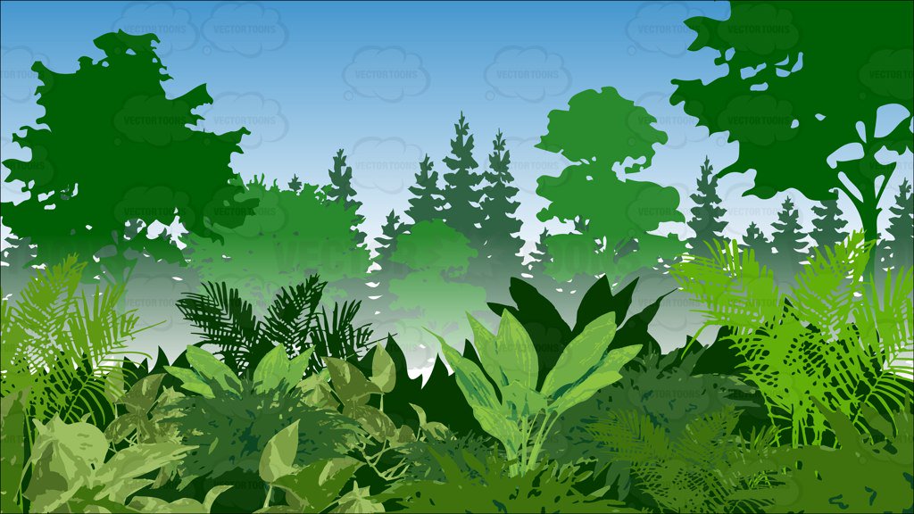 Lush Green Jungle Background – Clipart Cartoons By VectorToons