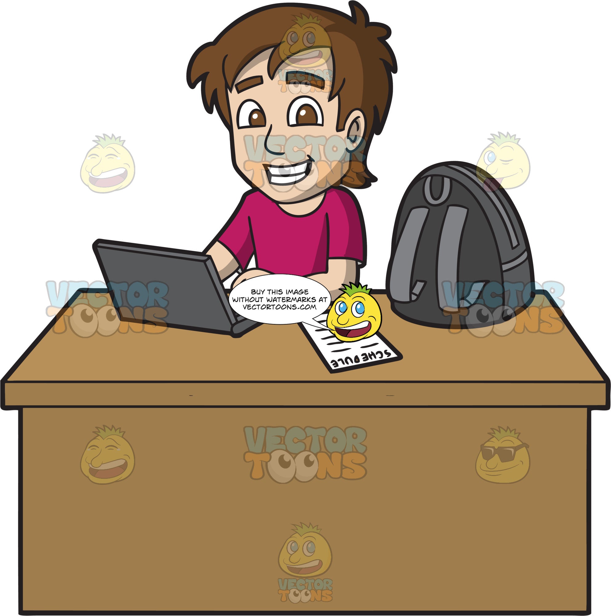 A Male College Student Registering For Courses Clipart Cartoons