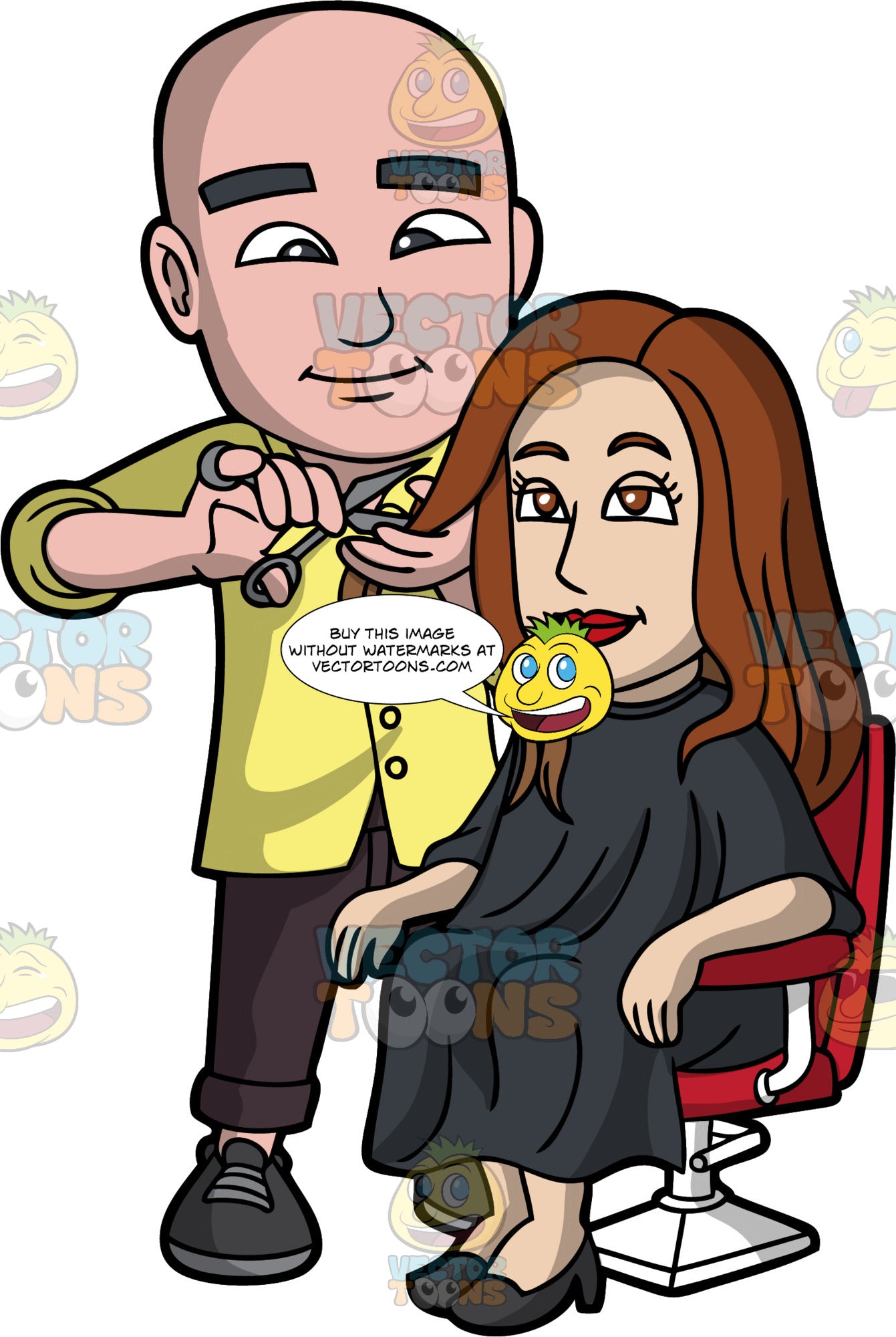 A Bald Male Hairdresser Clipart Cartoons By Vectortoons