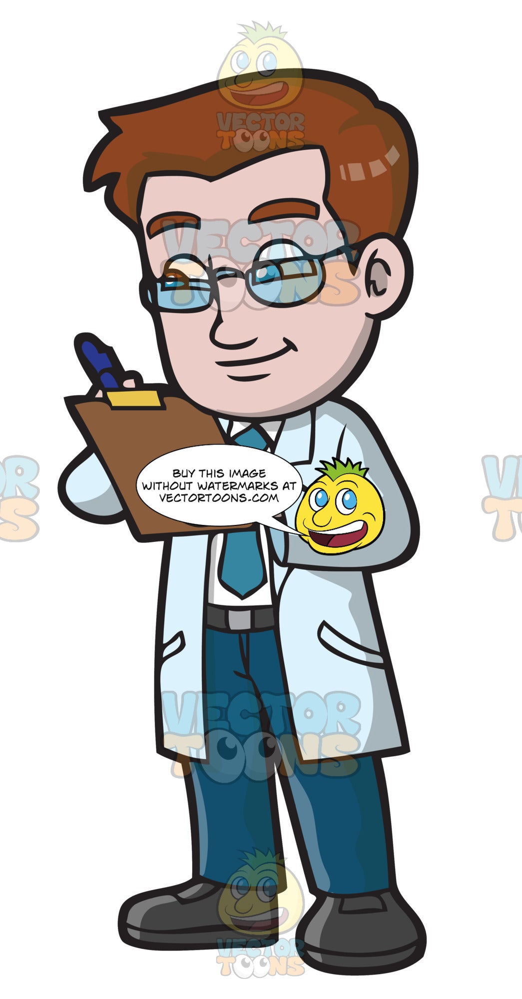 A Male Doctor Writing A Diagnosis – Clipart Cartoons By VectorToons