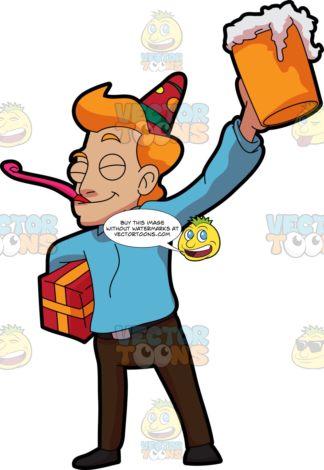 A Happy Man Celebrating A Birthday Party Clipart Cartoons By Vectortoons