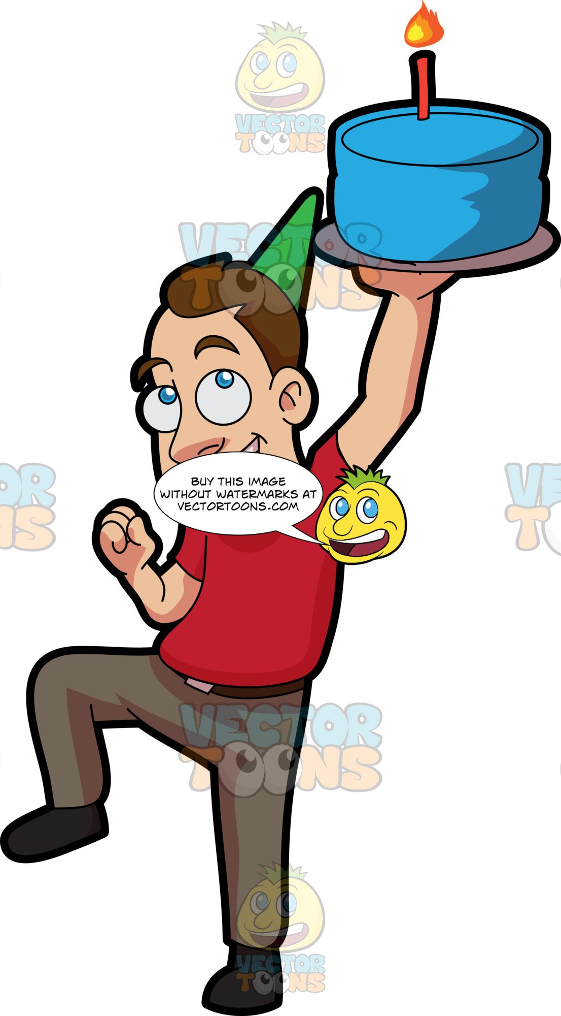 A Man Raising A Birthday Cake Clipart Cartoons By Vectortoons