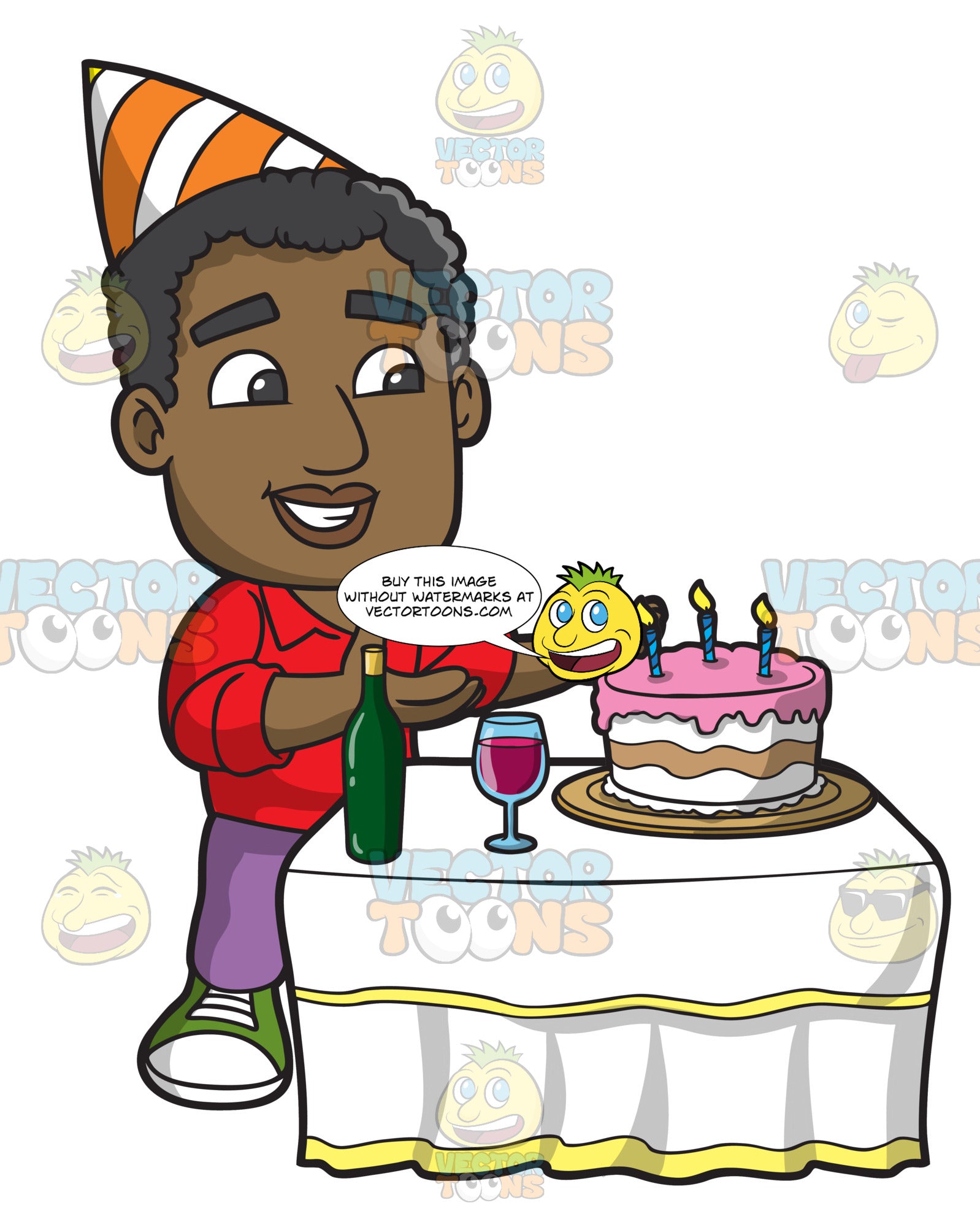 A Black Man Appreciating His Birthday Cake Clipart Cartoons By Vectortoons