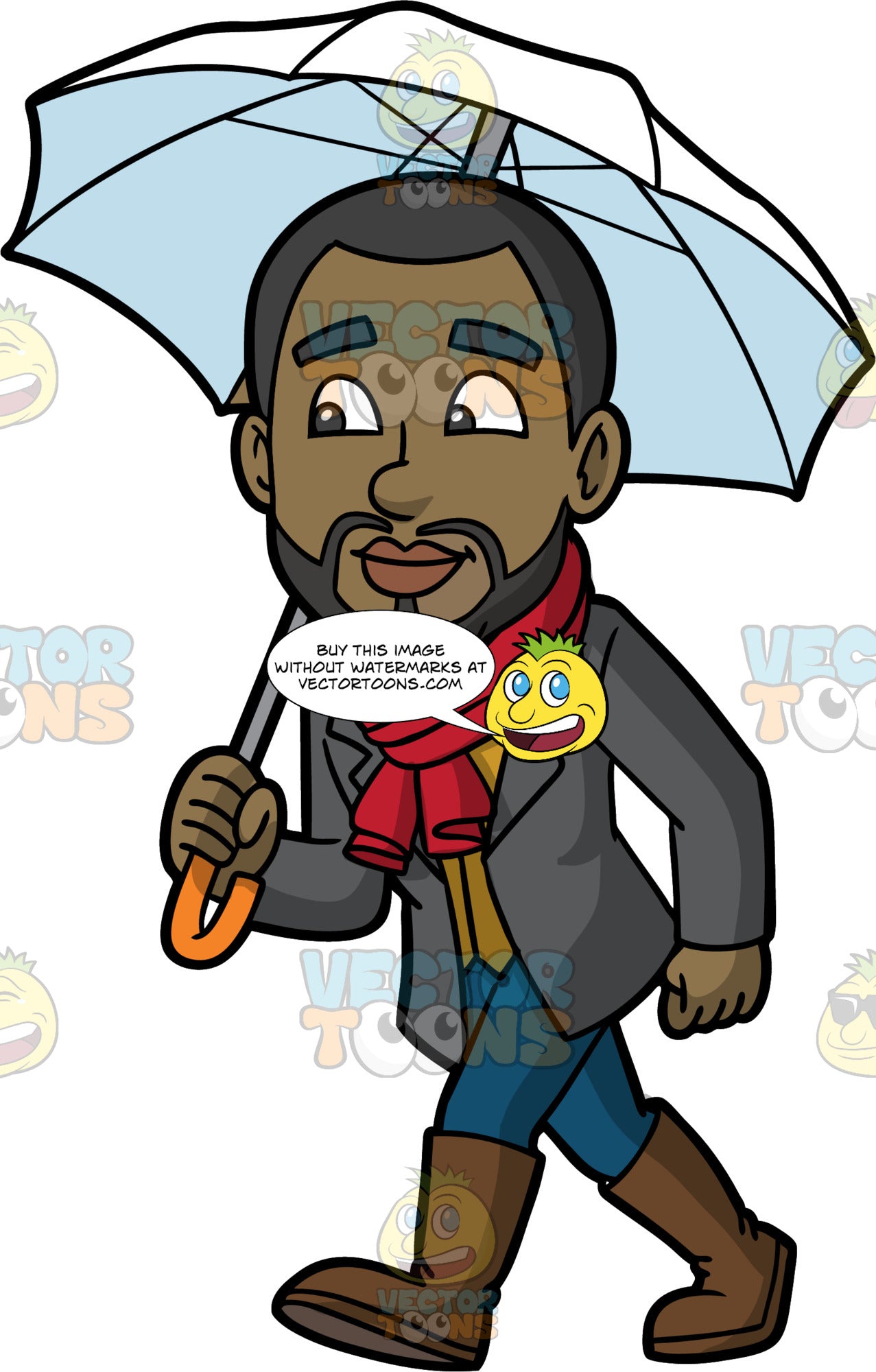 Calving Walking On A Rainy Day Clipart Cartoons By Vectortoons