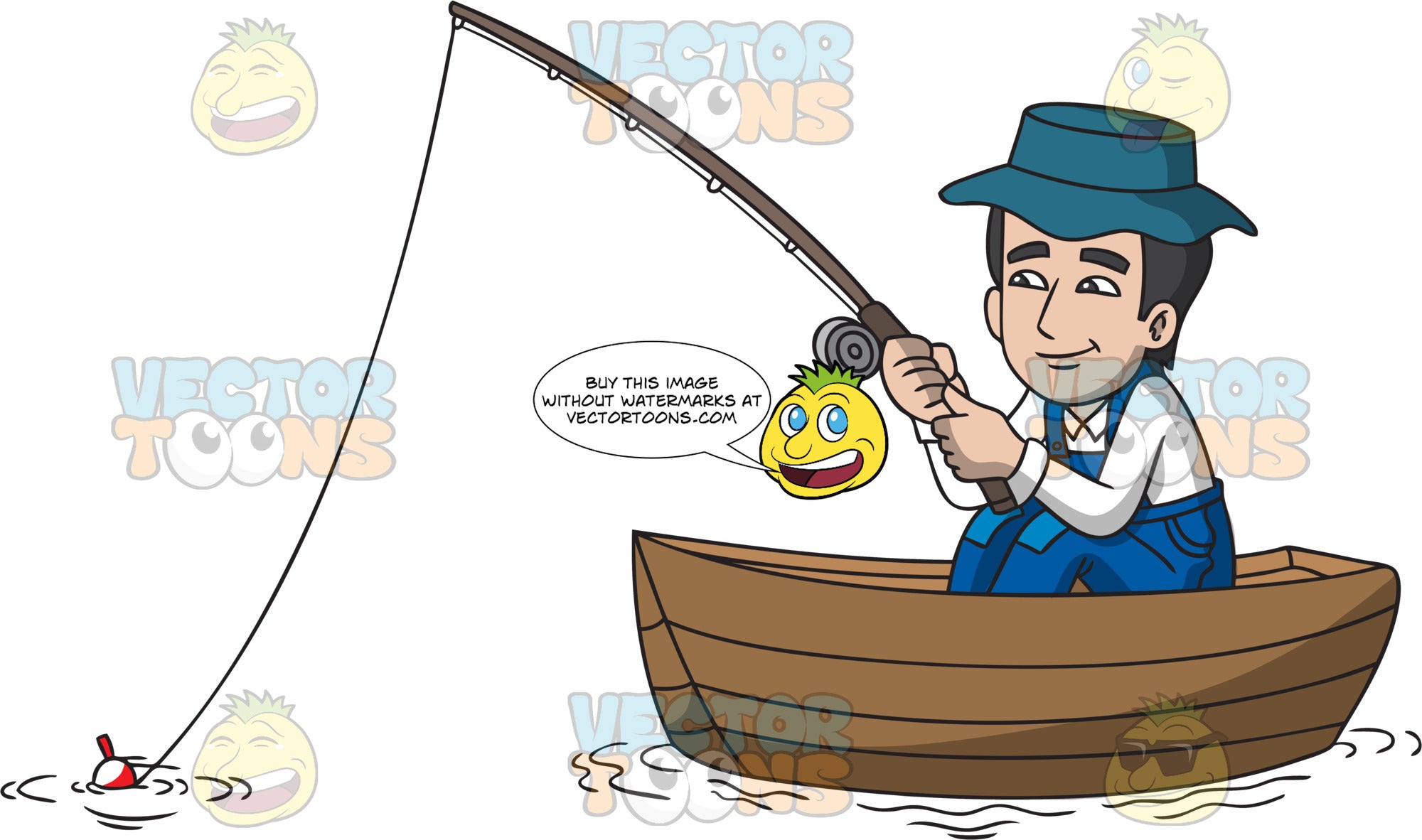 Download A Man Fishing In A Boat Clipart Cartoons By Vectortoons