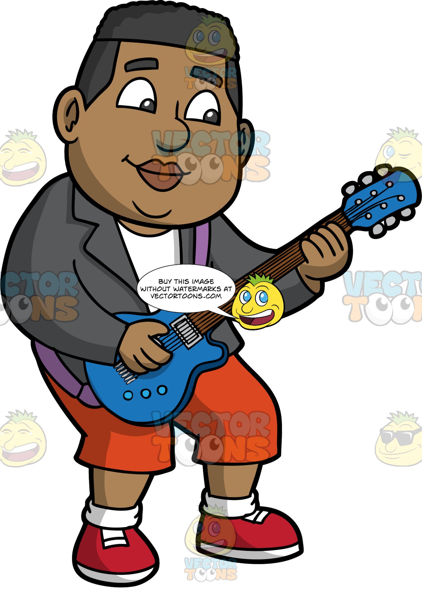 James Playing A Blue Electric Guitar - Clipart Cartoons By ...