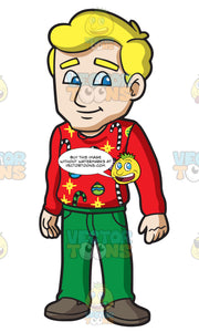 A Man In An Ugly Christmas Sweater Clipart Cartoons By Vectortoons