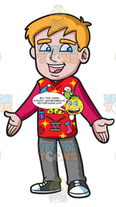 A Happy Guy In An Ugly Christmas Sweater Clipart Cartoons By