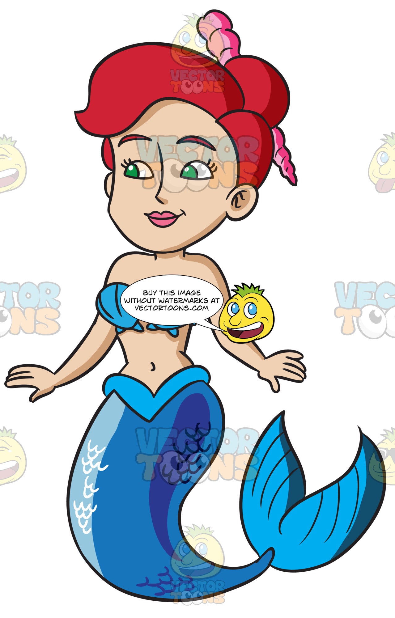 A Pretty Mermaid With Sea Blue Tail  Clipart Cartoons By -2079
