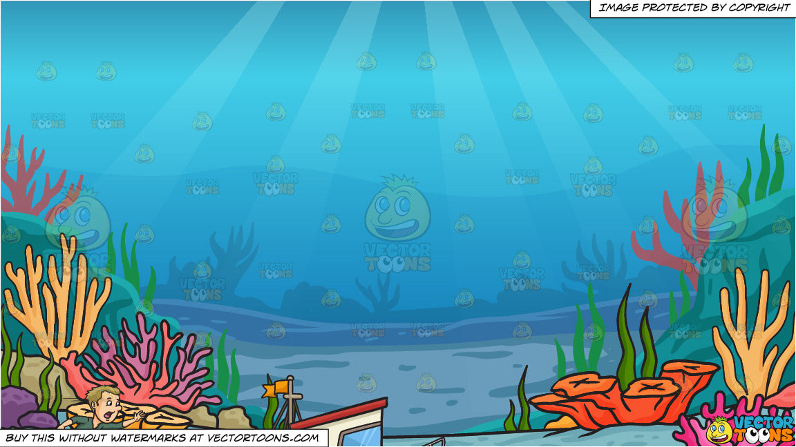 Under The Sea Cartoon / Funny scene under the sea stock vector