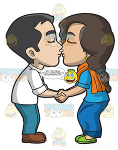 A Cute Couple Kissing Each Other Clipart Cartoons By Vectortoons