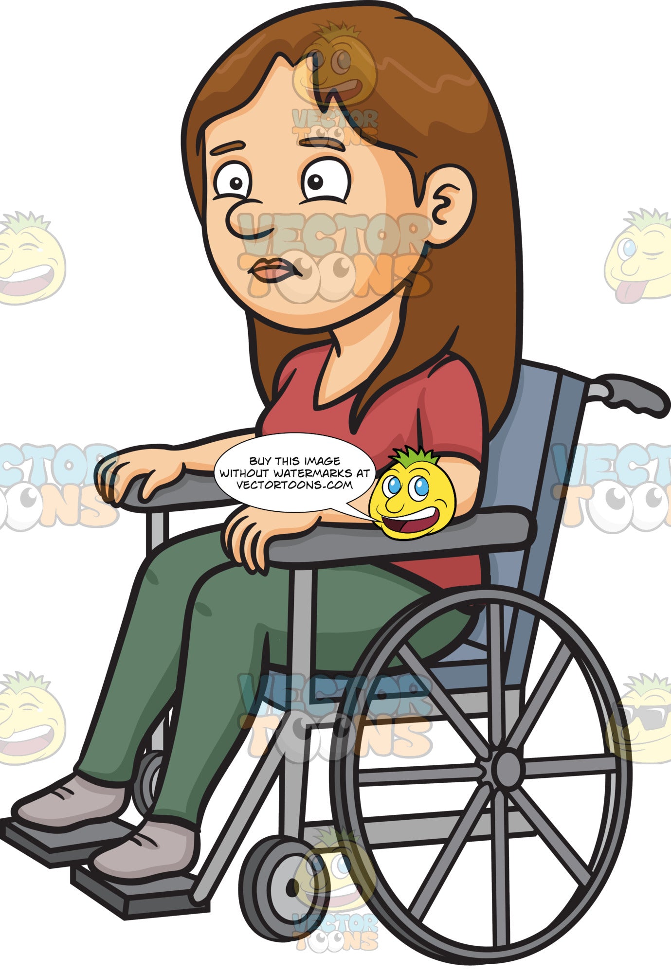 A Disoriented Woman In A Wheelchair Clipart Cartoons By Vectortoons