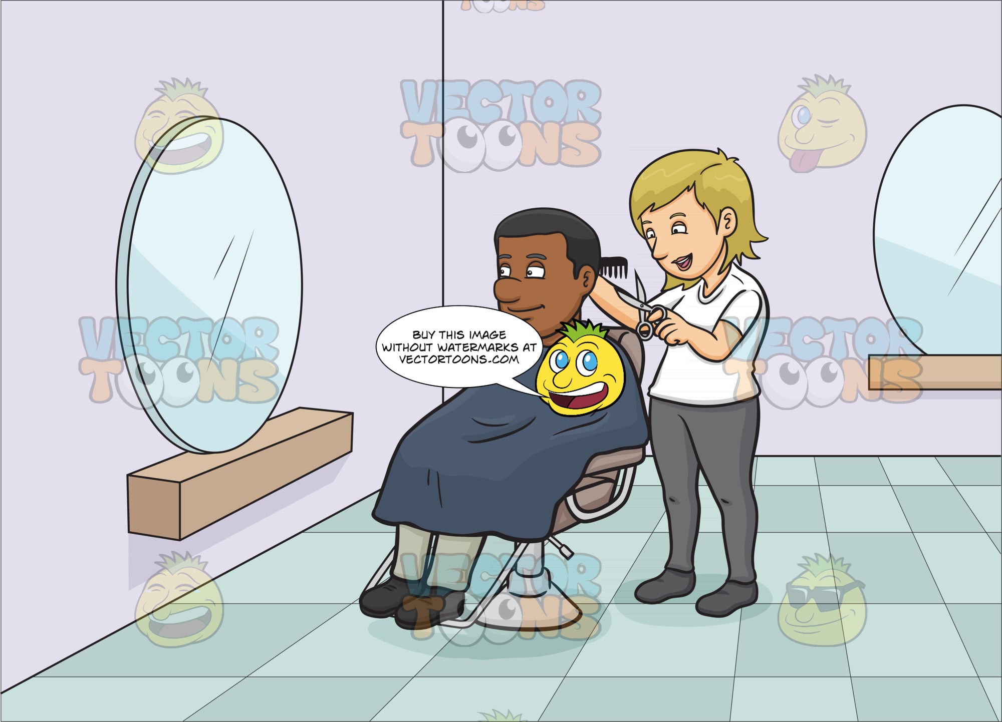 A Black Man Getting A Haircut Clipart Cartoons By Vectortoons