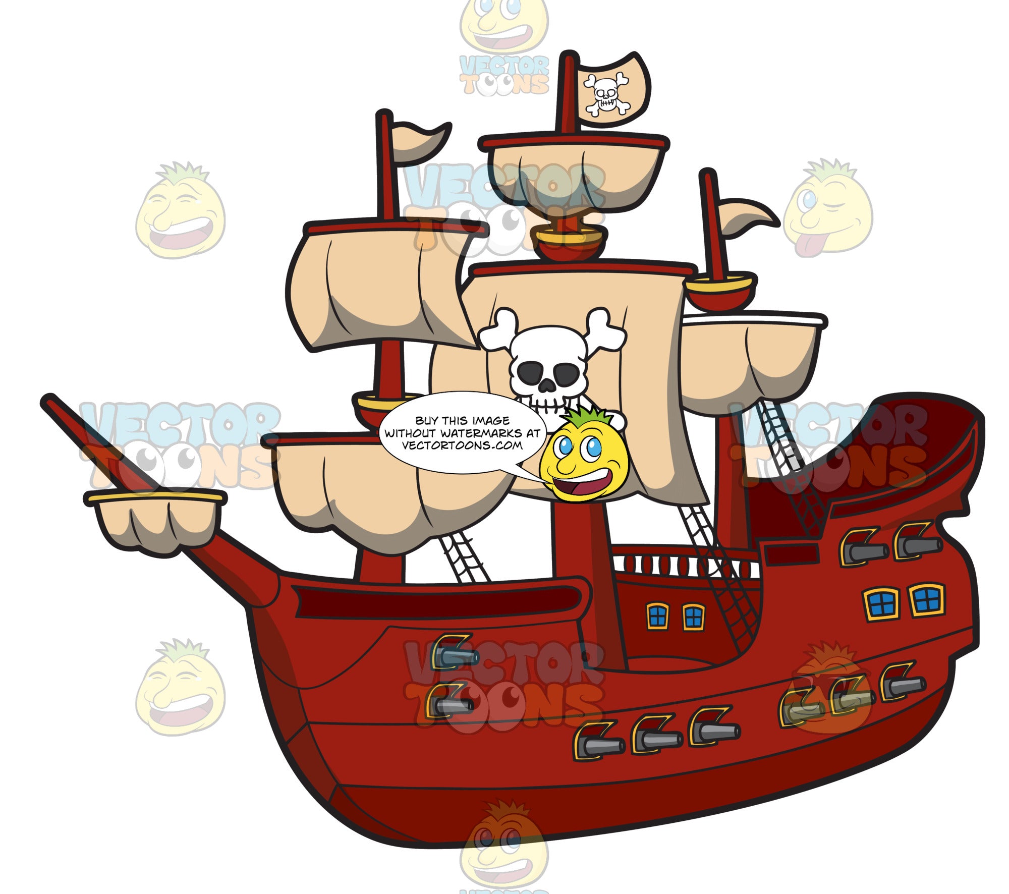 A Big Pirate War Ship Clipart Cartoons By Vectortoons