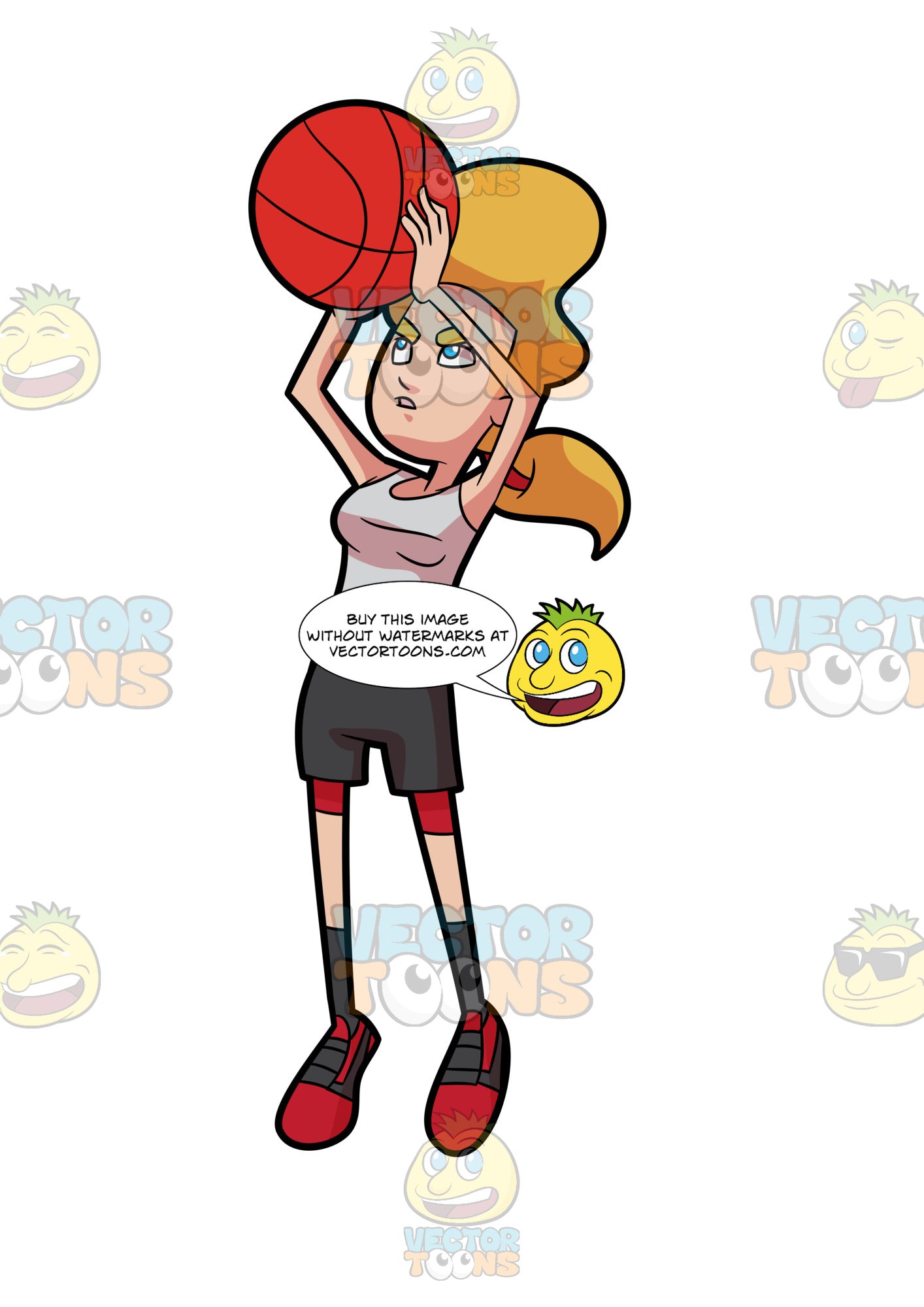 A Female Basketball Player Jumps To Shoot A Ball Clipart Cartoons By Vectortoons