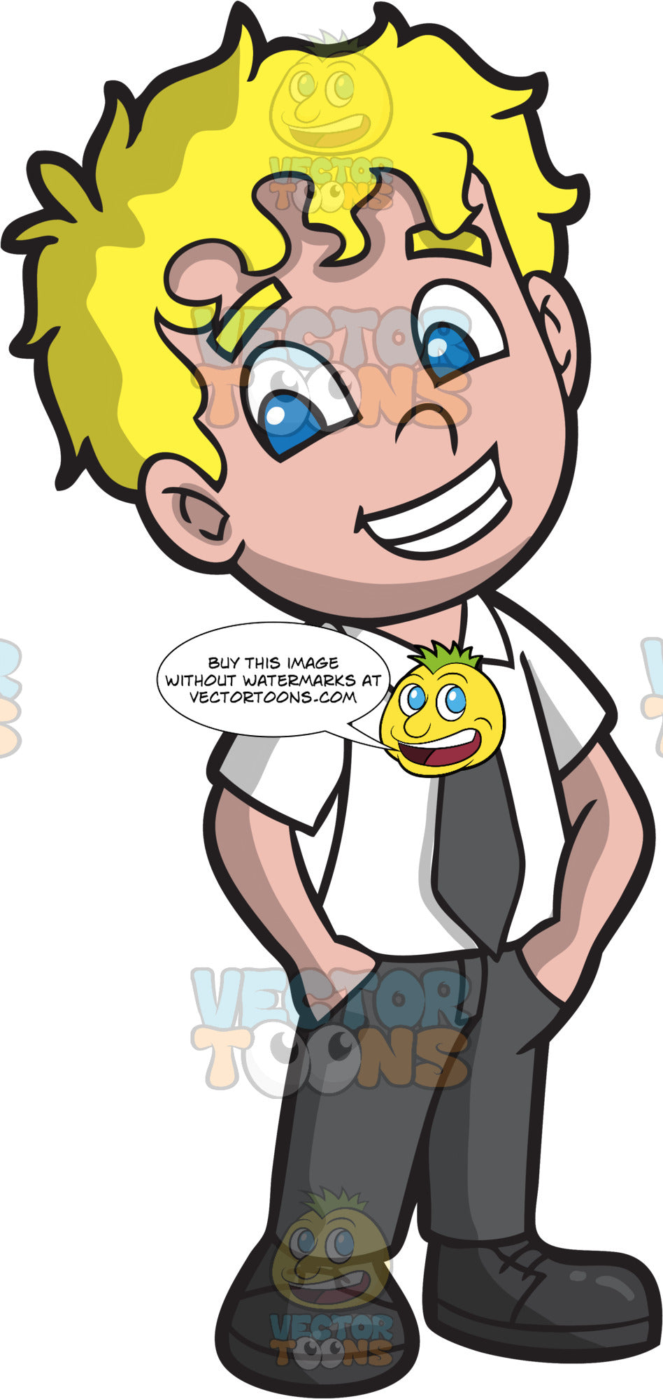 A Cute Primary School Boy In His Uniform Clipart Cartoons By