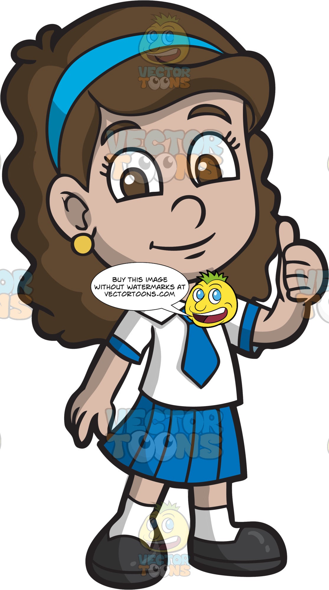 A Primary School Girl Ready To Go To School Clipart Cartoons By Vectortoons