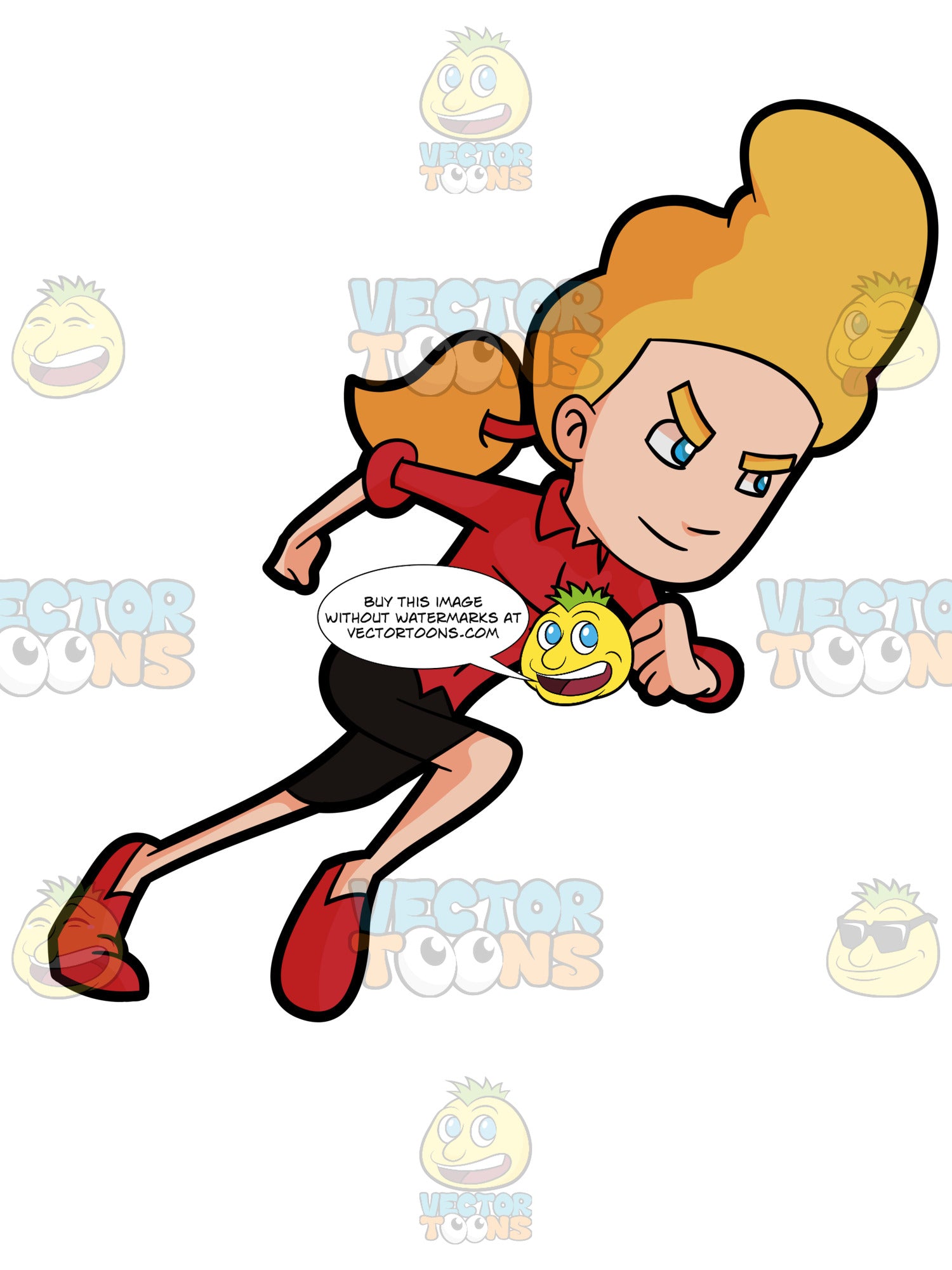 A Woman Sprints With Dedication Clipart Cartoons By Vectortoons