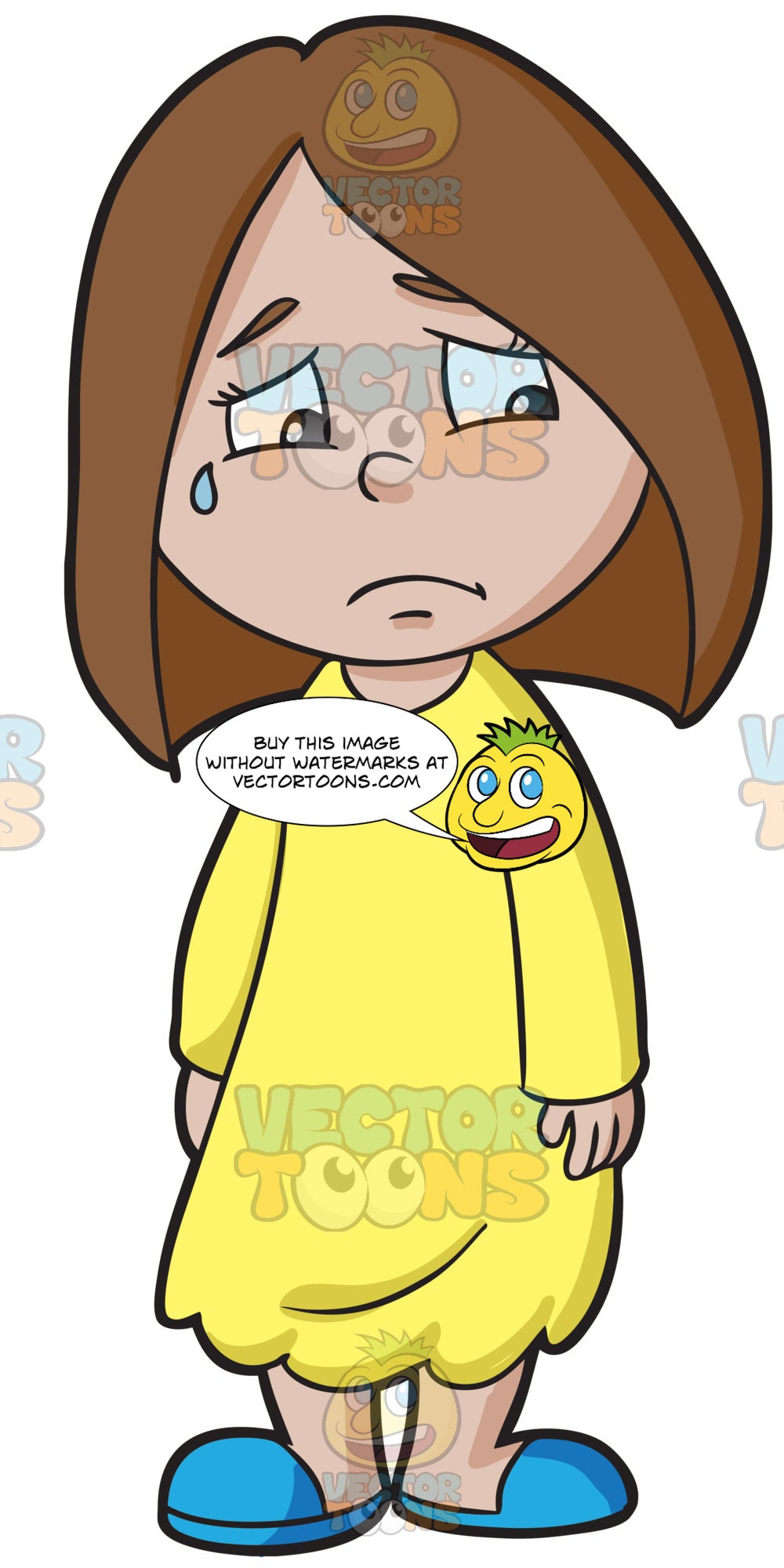 A Girl Cries Before Going To Sleep Clipart Cartoons By
