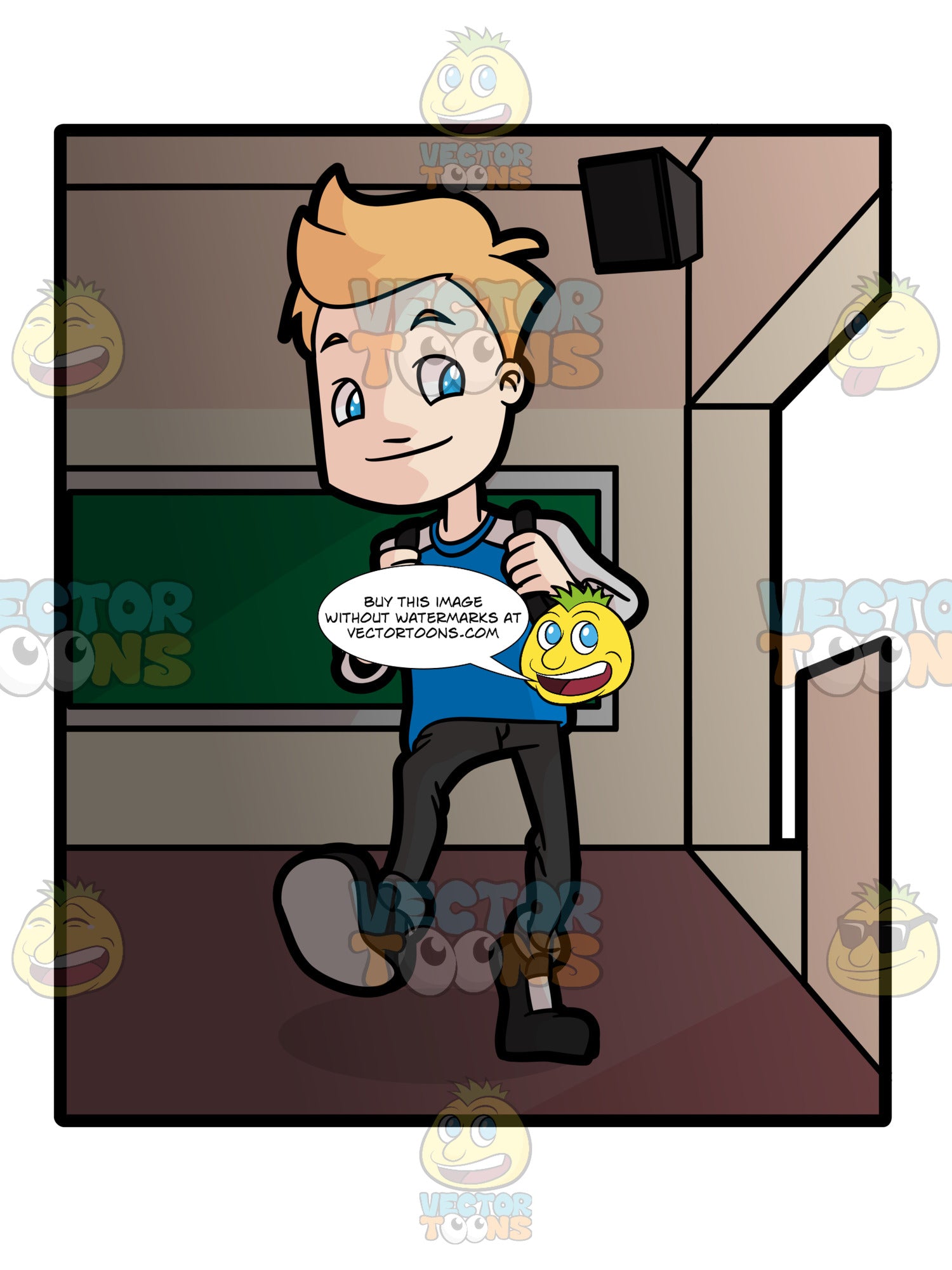 A Male Middle School Student Getting Ready For Class Clipart Cartoons By Vectortoons