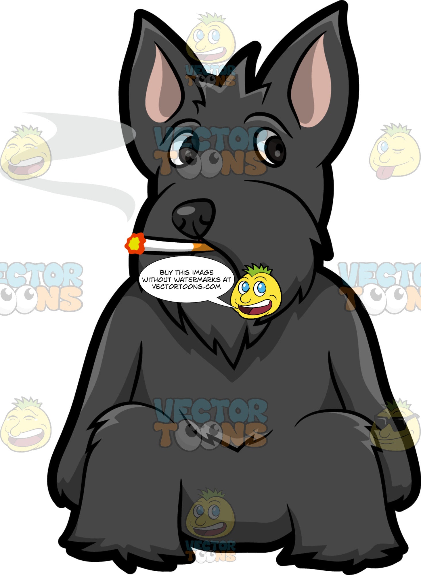 A Scottish Terrier Smoking A Cigarette Clipart Cartoons