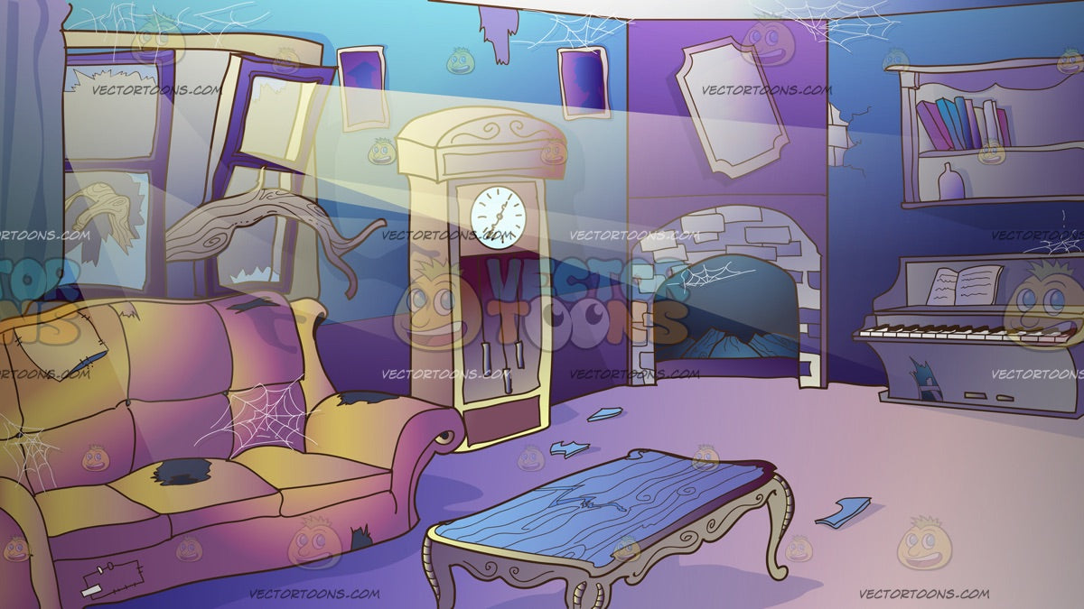 Sitting Area Of A Haunted House Background – Clipart Cartoons By