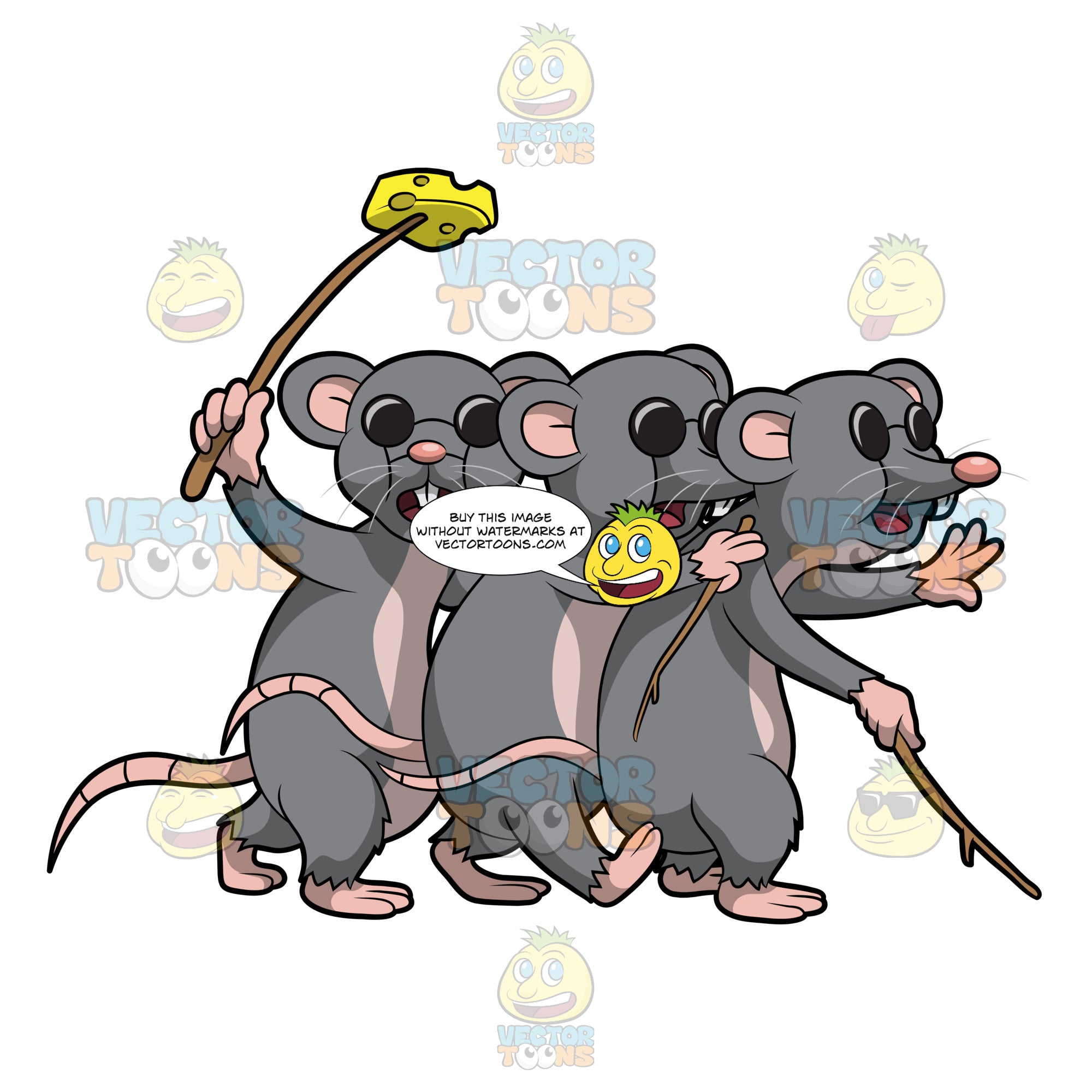 Three Blind Mice Clipart Cartoons By Vectortoons