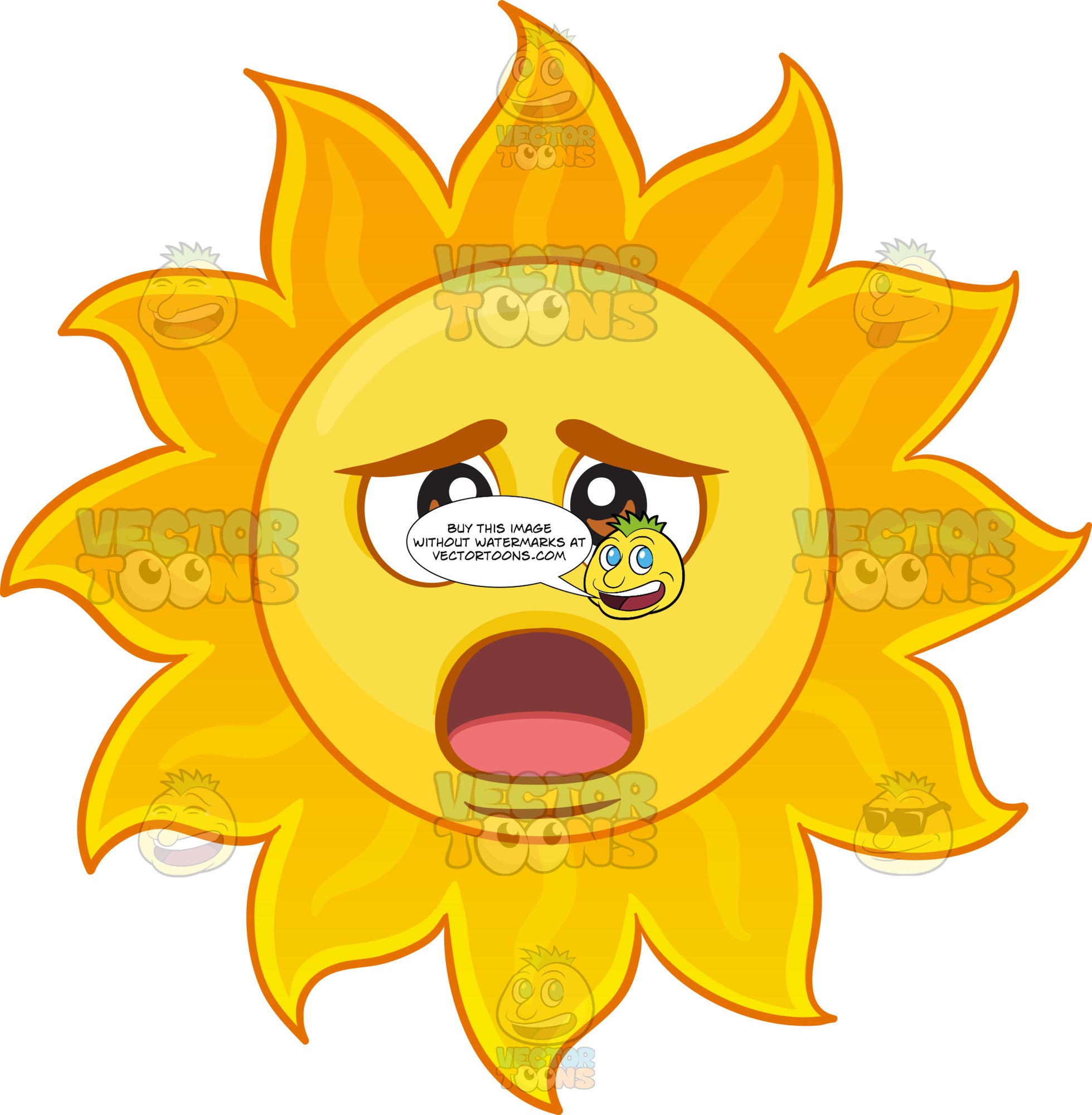 A Dismayed Sun Emoji Clipart Cartoons By Vectortoons