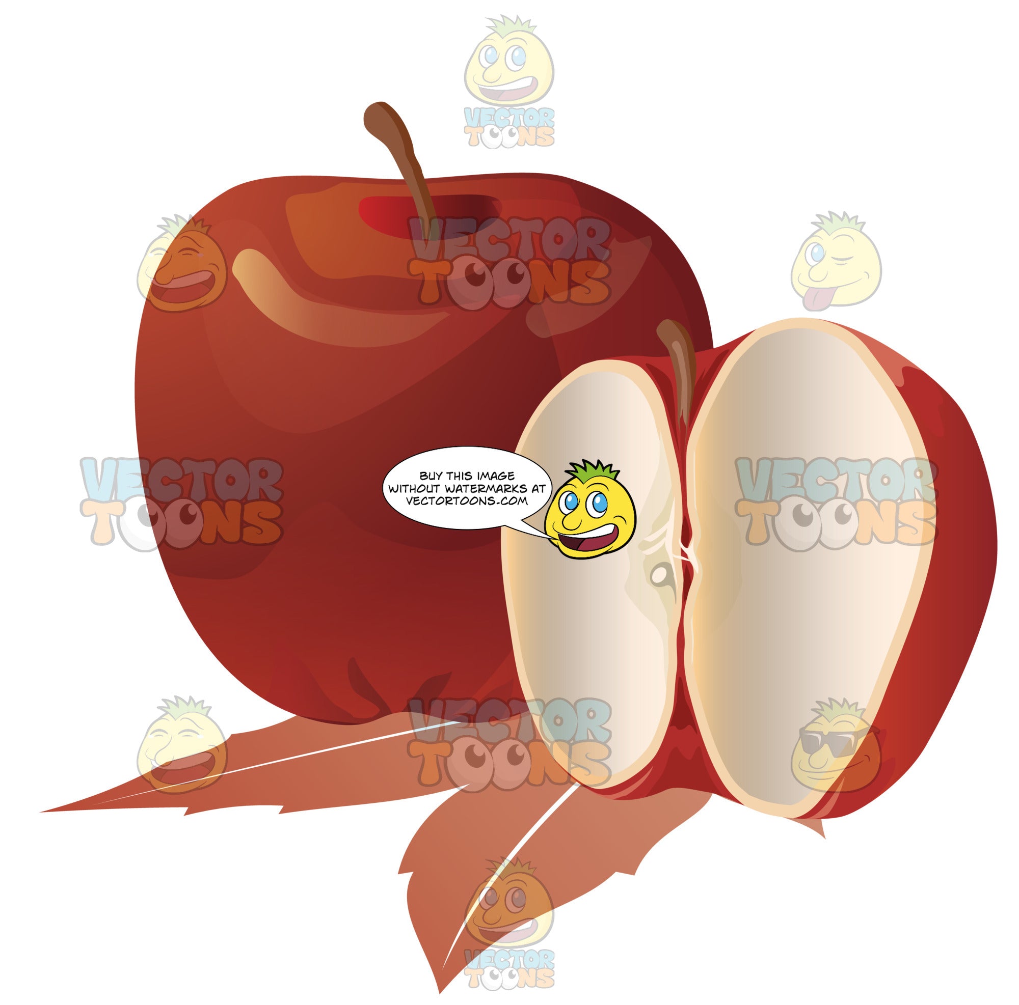 Whole Apple And An Apple Cut In Half Clipart Cartoons By Vectortoons