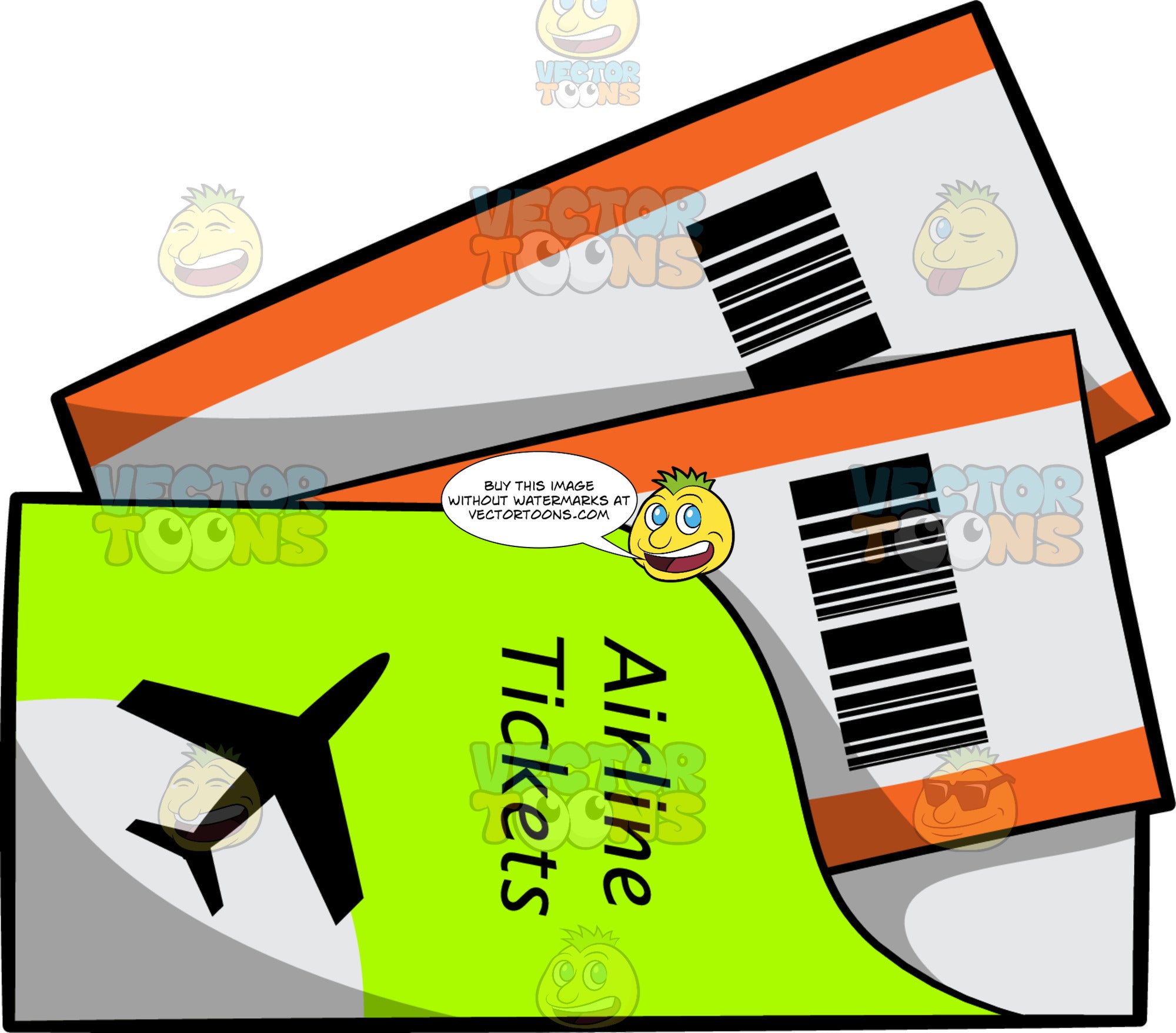 A Pair Of Airline Tickets Clipart Cartoons By Vectortoons