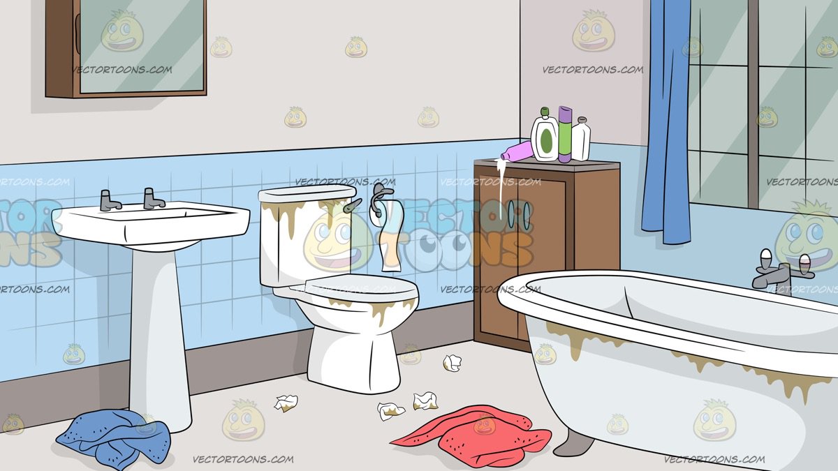 Untidy Bathroom Background – Clipart Cartoons By VectorToons
