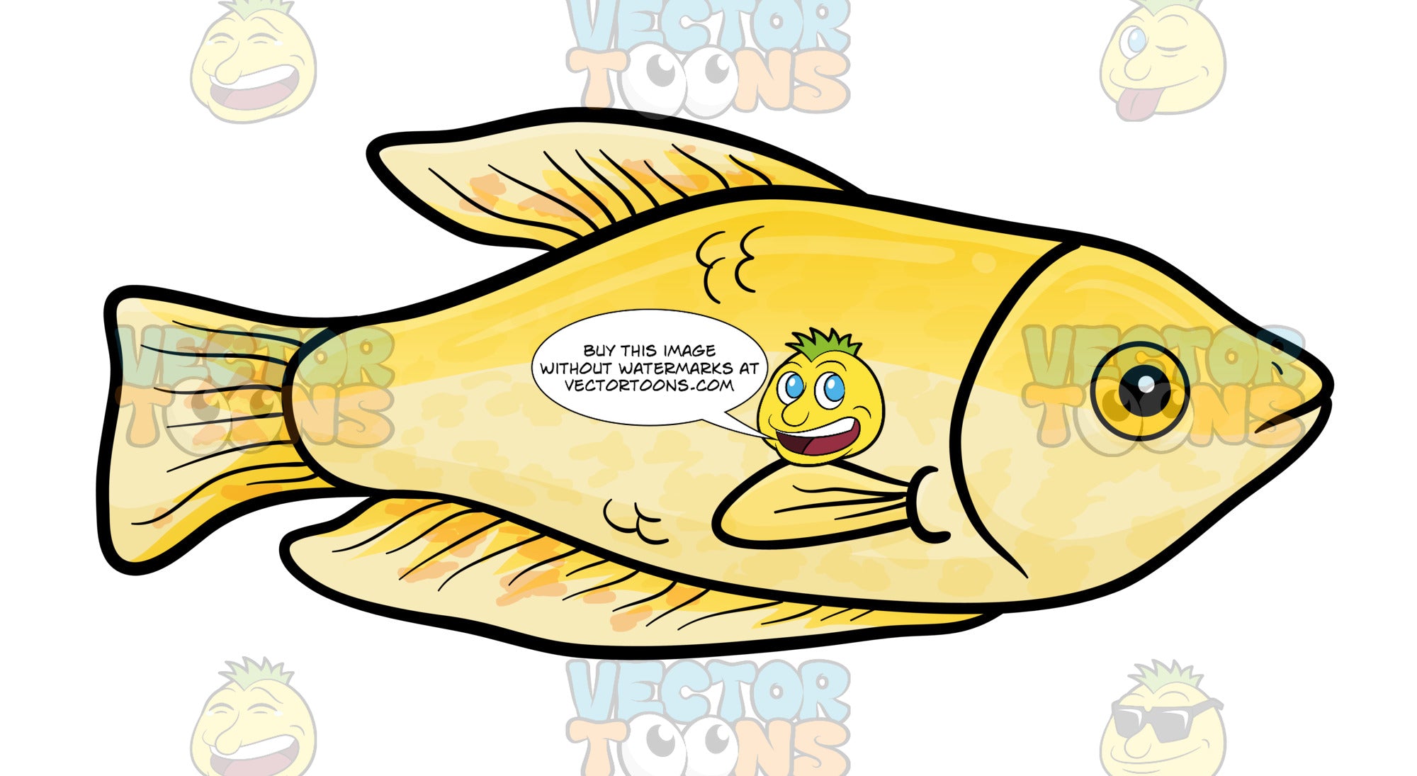 Download Light Yellow Fish - Clipart Cartoons By VectorToons