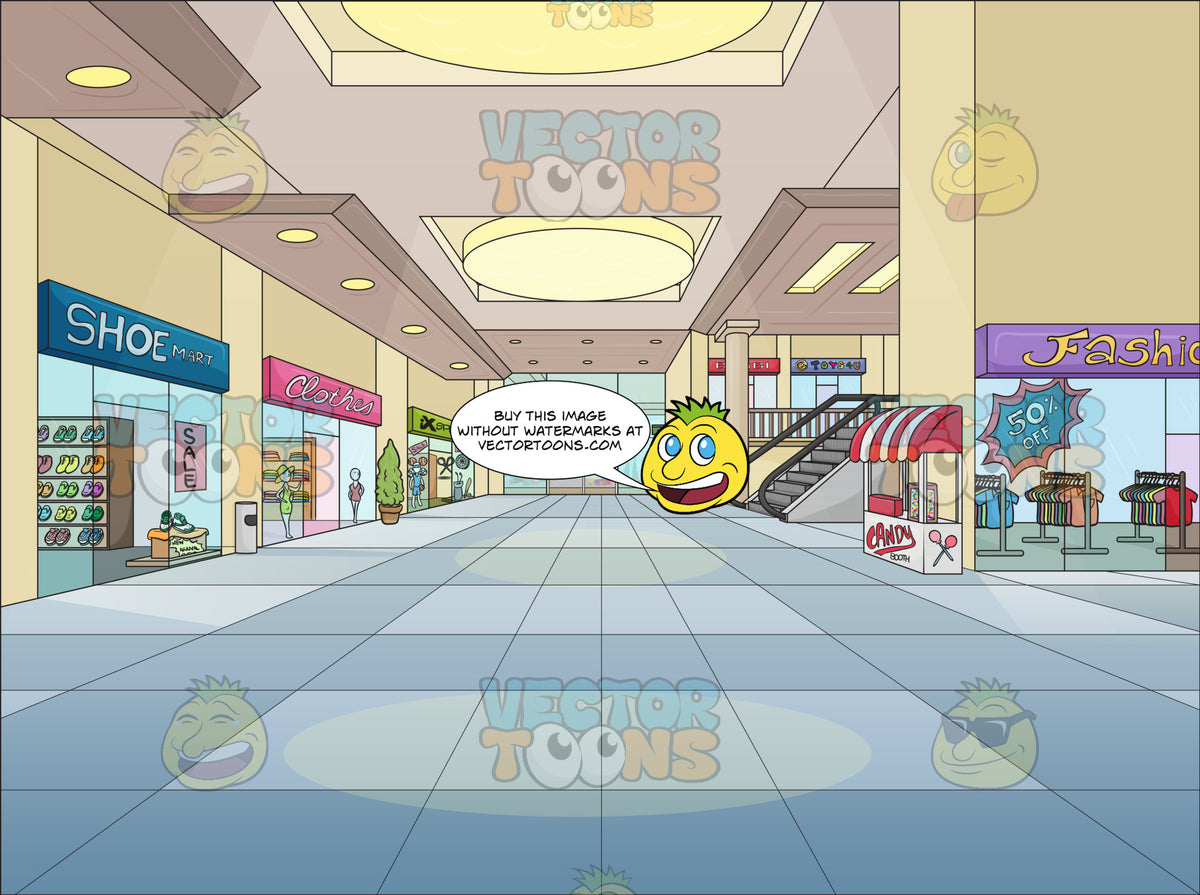 Shopping Mall Background – Clipart Cartoons By VectorToons