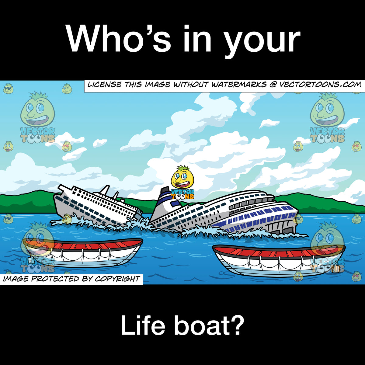 Who's In Your Life Boat Meme – Clipart Cartoons By VectorToons