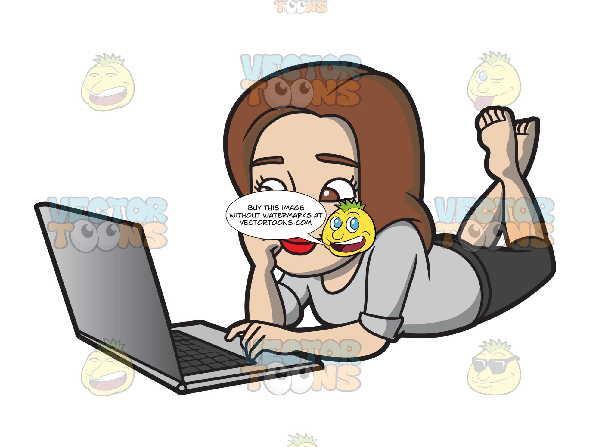 A Relaxed Woman Surfing The Net Clipart Cartoons By Vectortoons