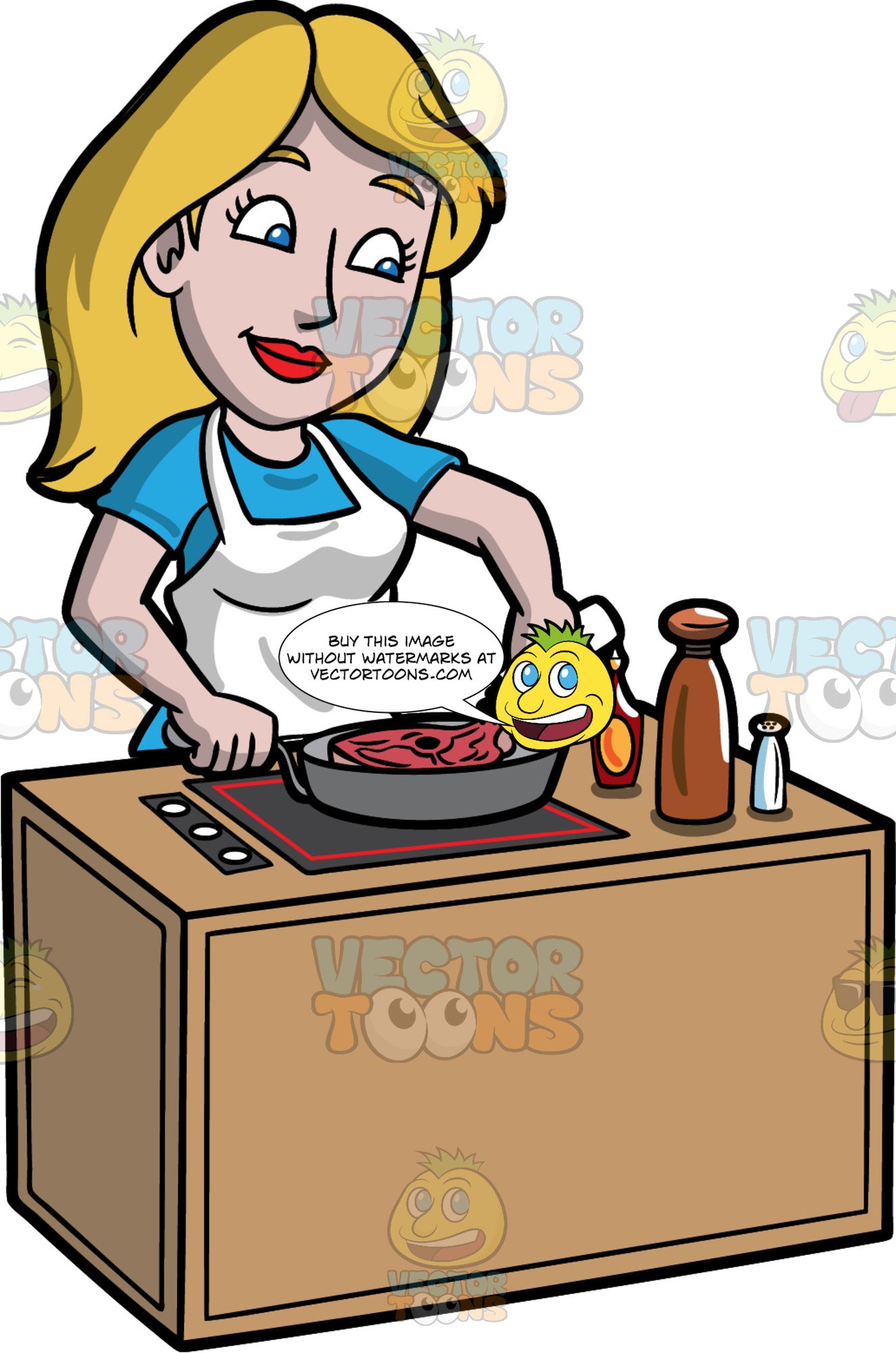Stacey Adding Some Seasoning To The Steak She Is Cooking Clipart