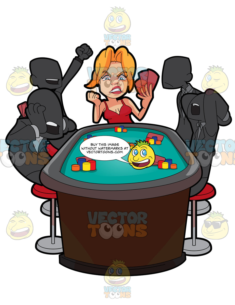 A Woman Losing A Poker Game – Clipart Cartoons By VectorToons